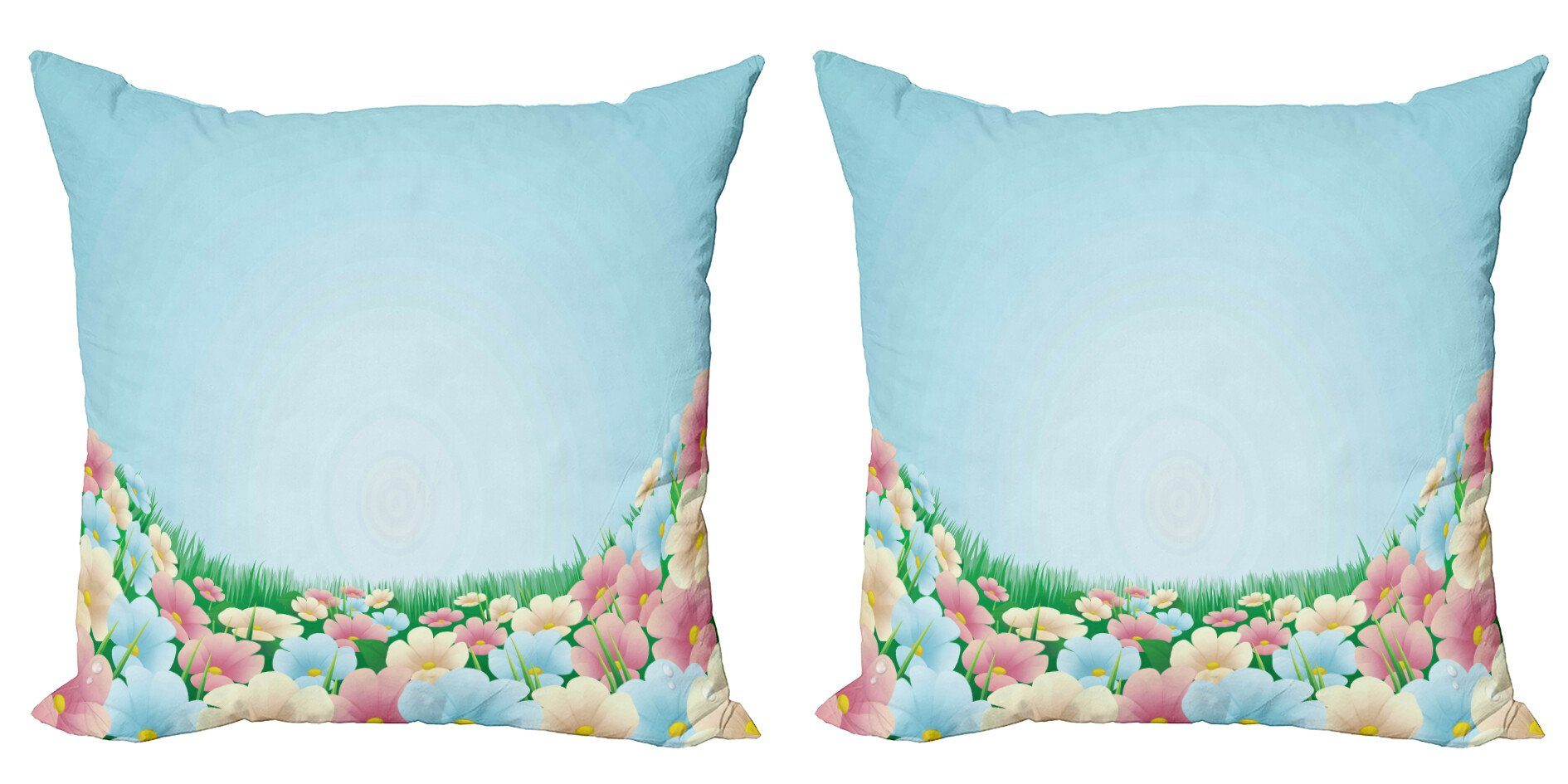 Doppelseitiger Stiefmütterchen Modern (2 Abakuhaus Digitaldruck, Wiese Accent Garten Stück), Kissenbezüge Gänseblümchen