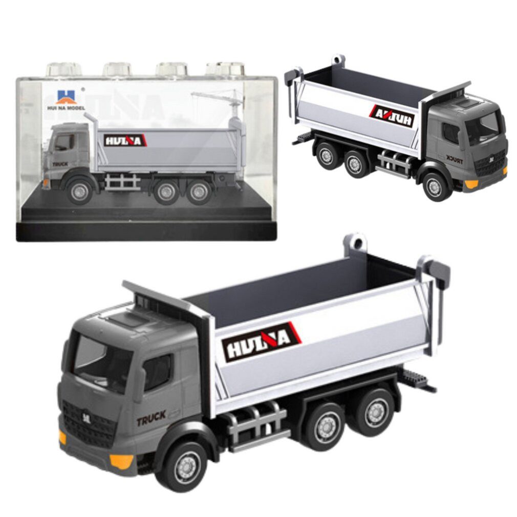 LEAN TOYS Spielzeug-Boot Metall-Muldenkipper zum Sammeln, Modell Huina, Silber, 1:80