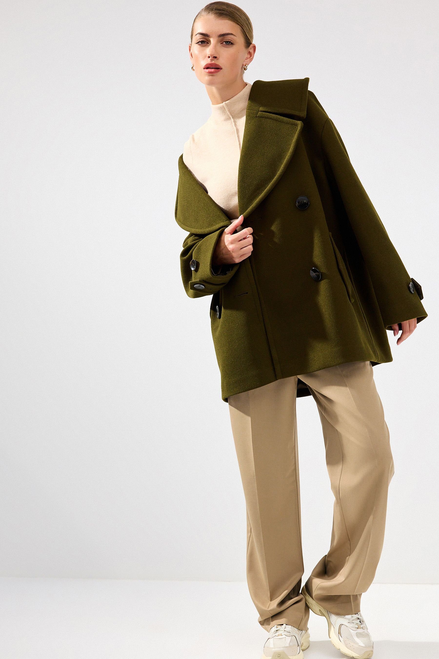 Next Kurzmantel Caban (1-tlg) Green Khaki