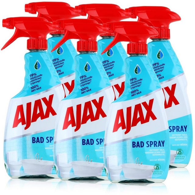 AJAX Ajax Bad Spray Badreiniger 500ml – Entfernt Kalk & Seifenreste (6er Pa Badreiniger