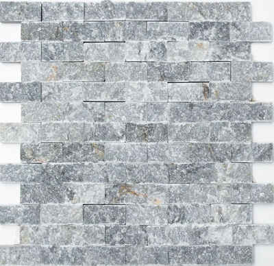 Mosani Mosaikfliesen Splitface Marmor Steinwand Steinwand Naturstein anthrazit grau Brick