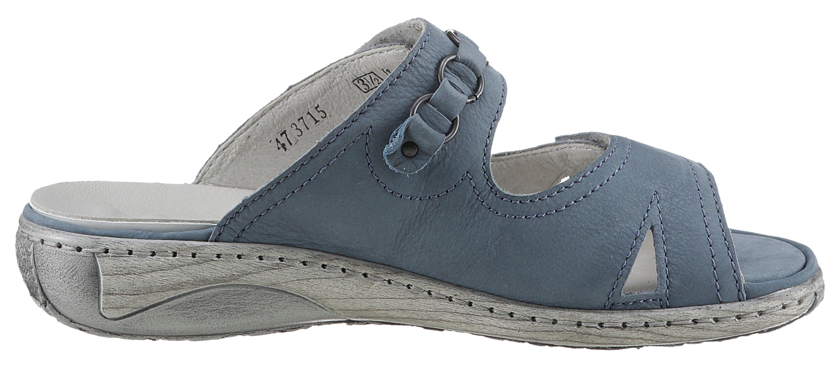 Waldläufer GARDA Pantolette, Keilabsatz, Sommerschuh, Schlappen mit Schmuckapplikation, Weite G