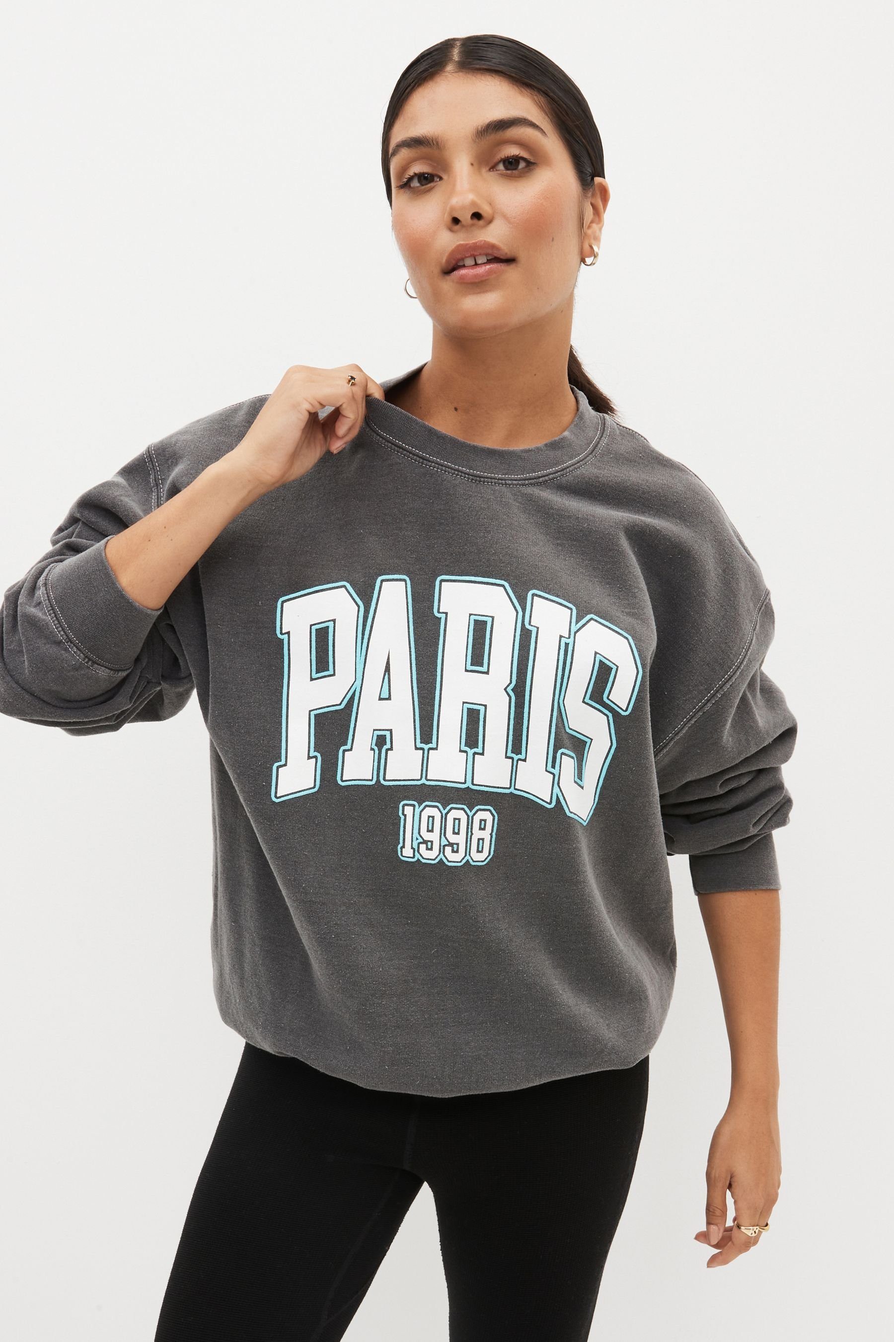 Next Kapuzensweatshirt Grafik-Sweatshirt (1-tlg) Charcoal Grey Paris