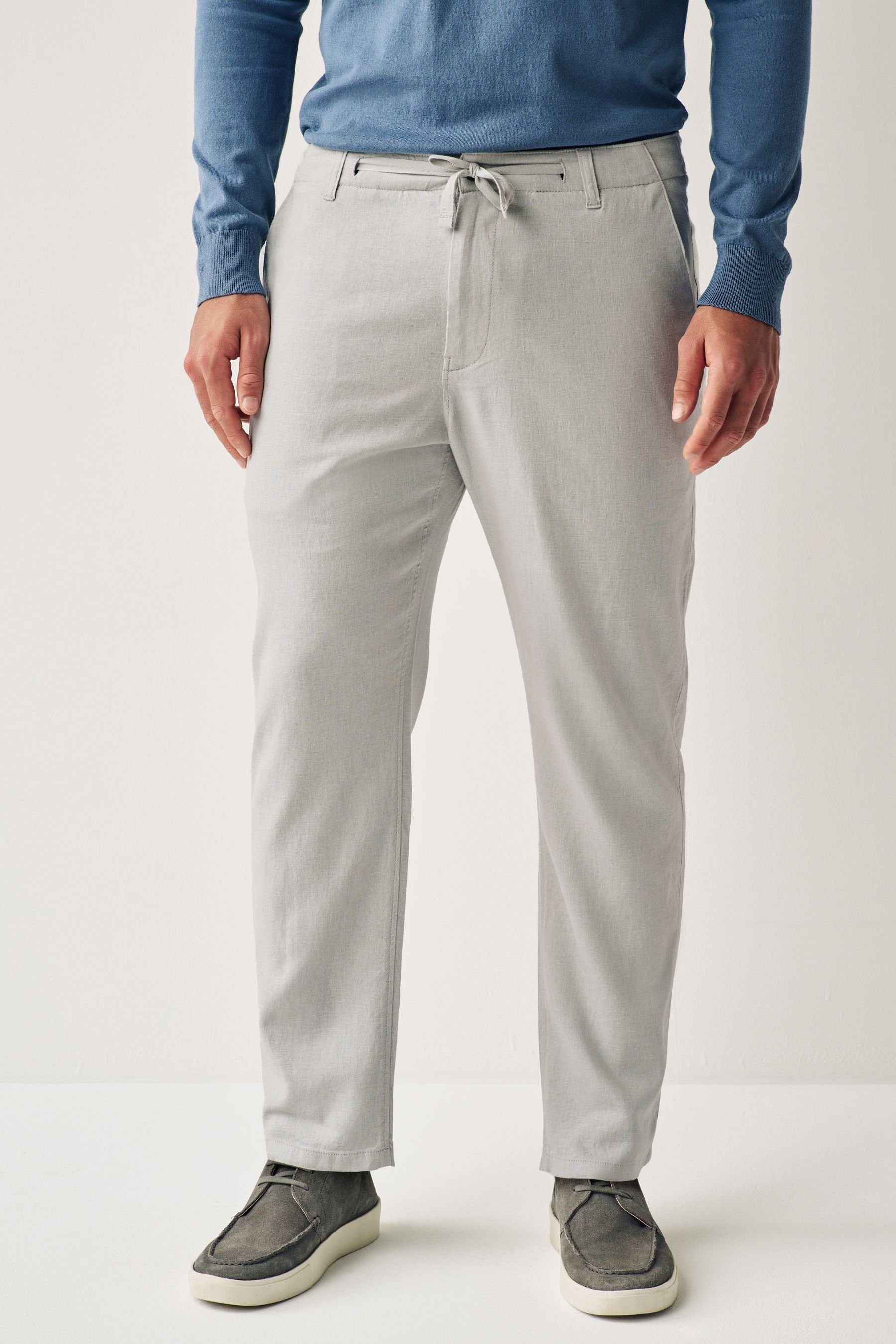 Next Stoffhose Hose mit Kordelzug aus Leinenmischung (1-tlg)