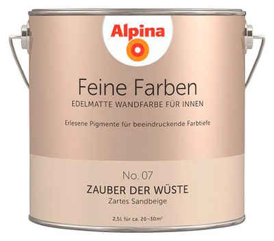Alpina Wand- und Deckenfarbe Feine Farben No. 07 Zauber der Wüste, Zartes Sandbeige, edelmatt, 2,5 Liter