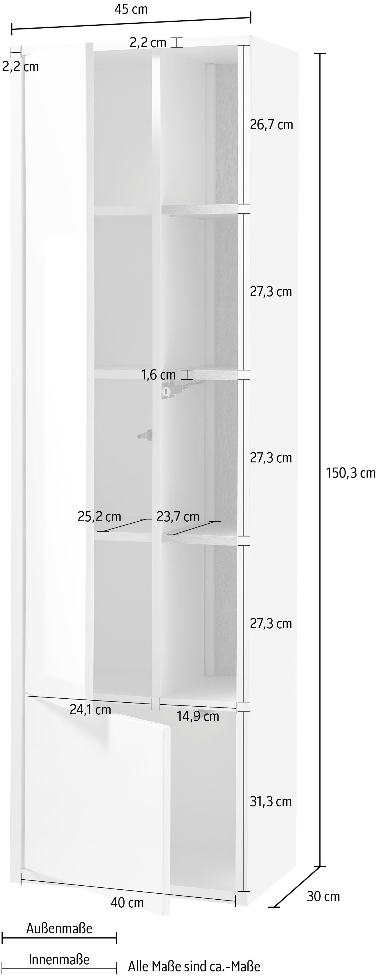 Places of Style Stauraumschrank Studio line weiß/anthrazit