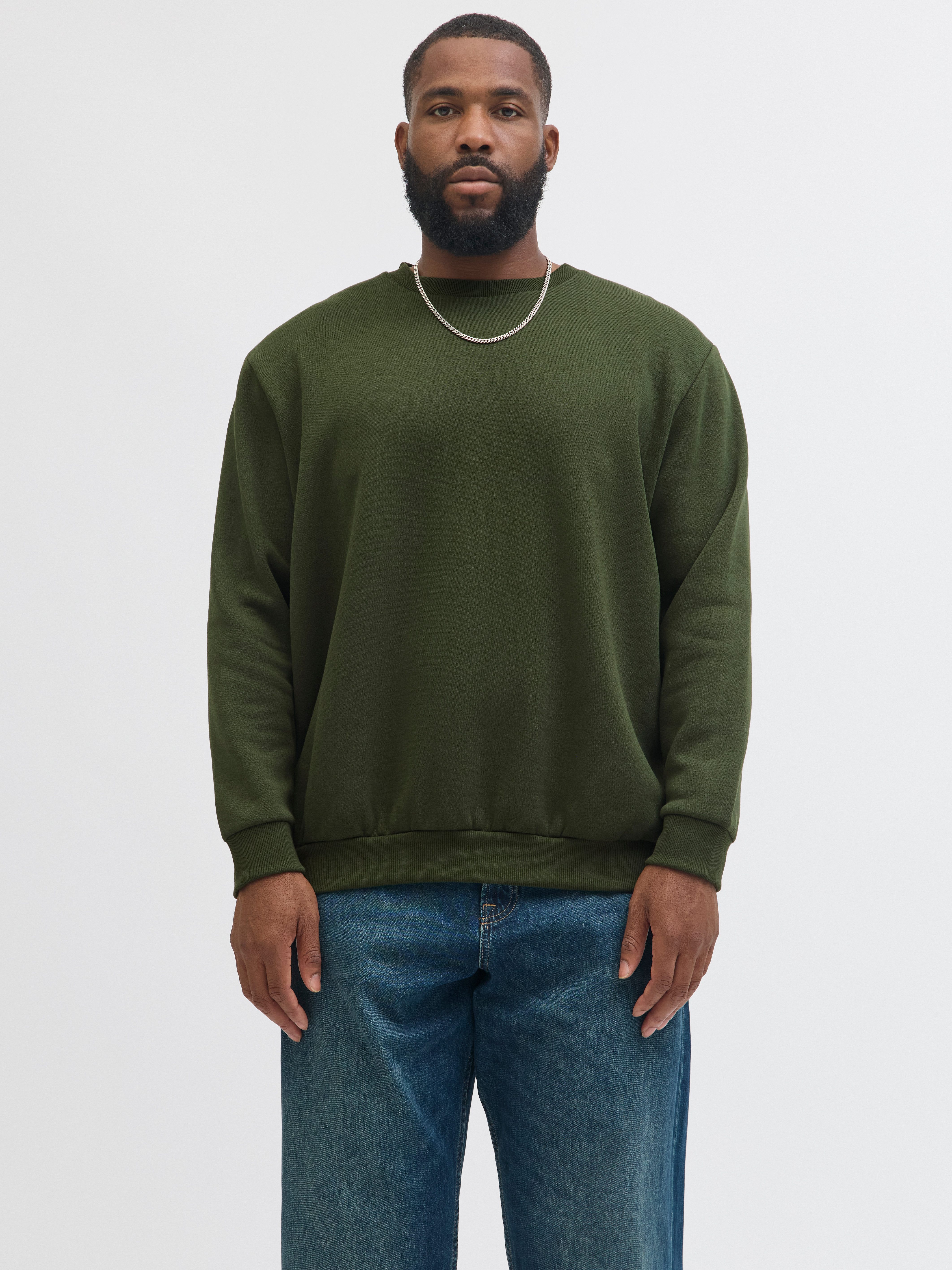 Jack & Jones PlusSize Sweatshirt JJEBRADLEY SWEAT CREW NOOS PLS mit Rippbün günstig online kaufen