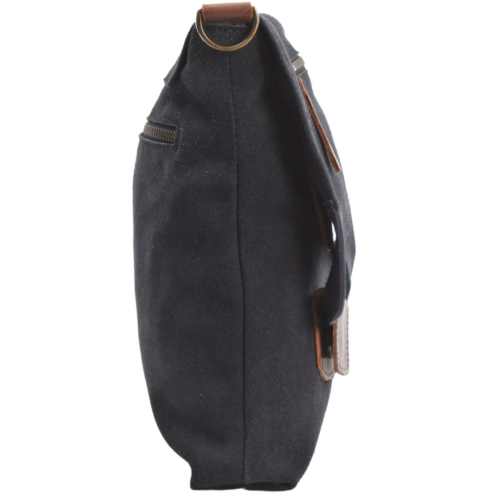 LECONI Umhängetasche Handtasche Ledertasche Damen Schultertasche Echt Wild-Leder LE3027, Überschlag & Reißverschluss – viele Fächer & Farben – 29 × 29 × 6 cm – Bild 3 von 5