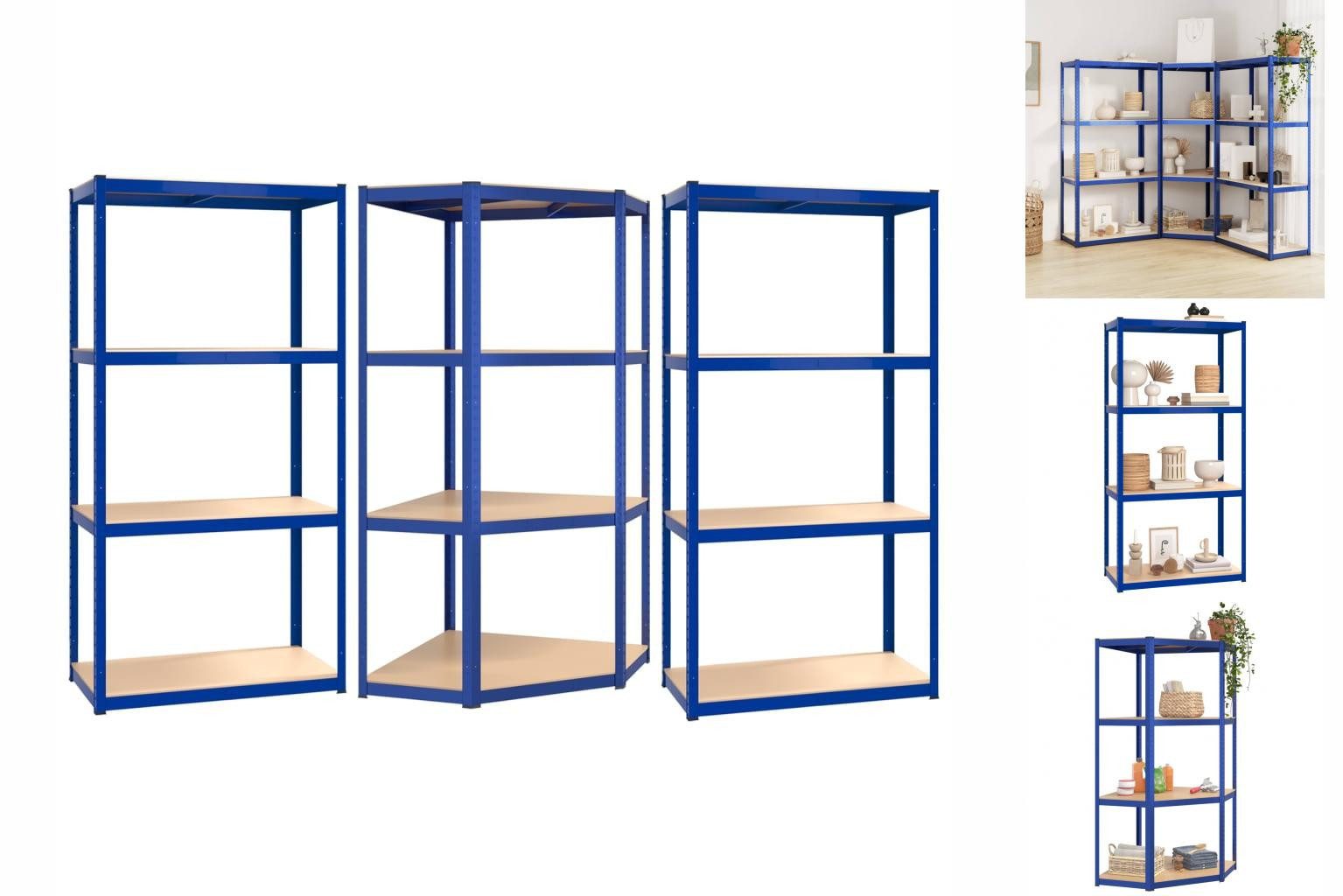 vidaXL Schwerlastregal Schwerlastregal Regale mit 4 Böden 3 Stk Blau Stahl Spanplatte. € 194,45