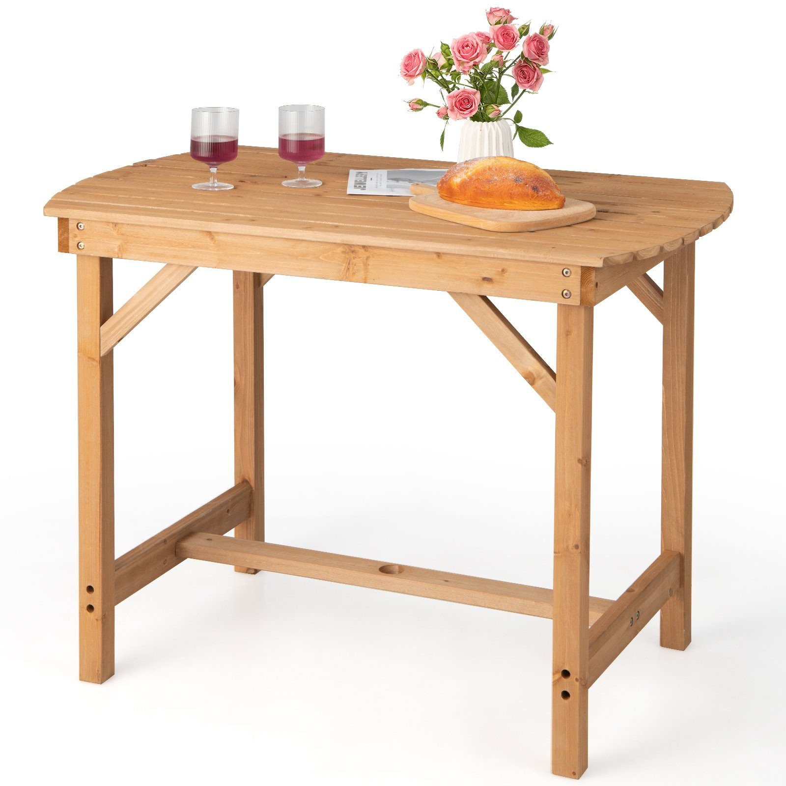 COSTWAY Gartentisch Esstisch, Holztisch, aus Massivholz, günstig online kaufen