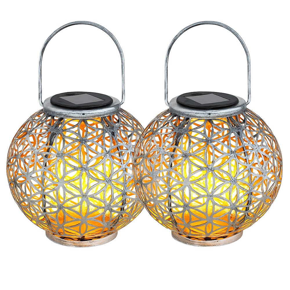 GLOBO LIGHTING LED Solarleuchte, LED-Leuchtmittel fest verbaut, Solar Lampe Outdoor Solarleuchte orientalisch LED 2er Set