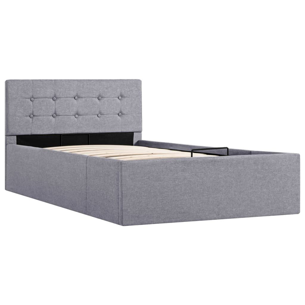 vidaXL Stauraumbett aus Stoff in Hellgrau (LxBxH: 211x98x73 cm)