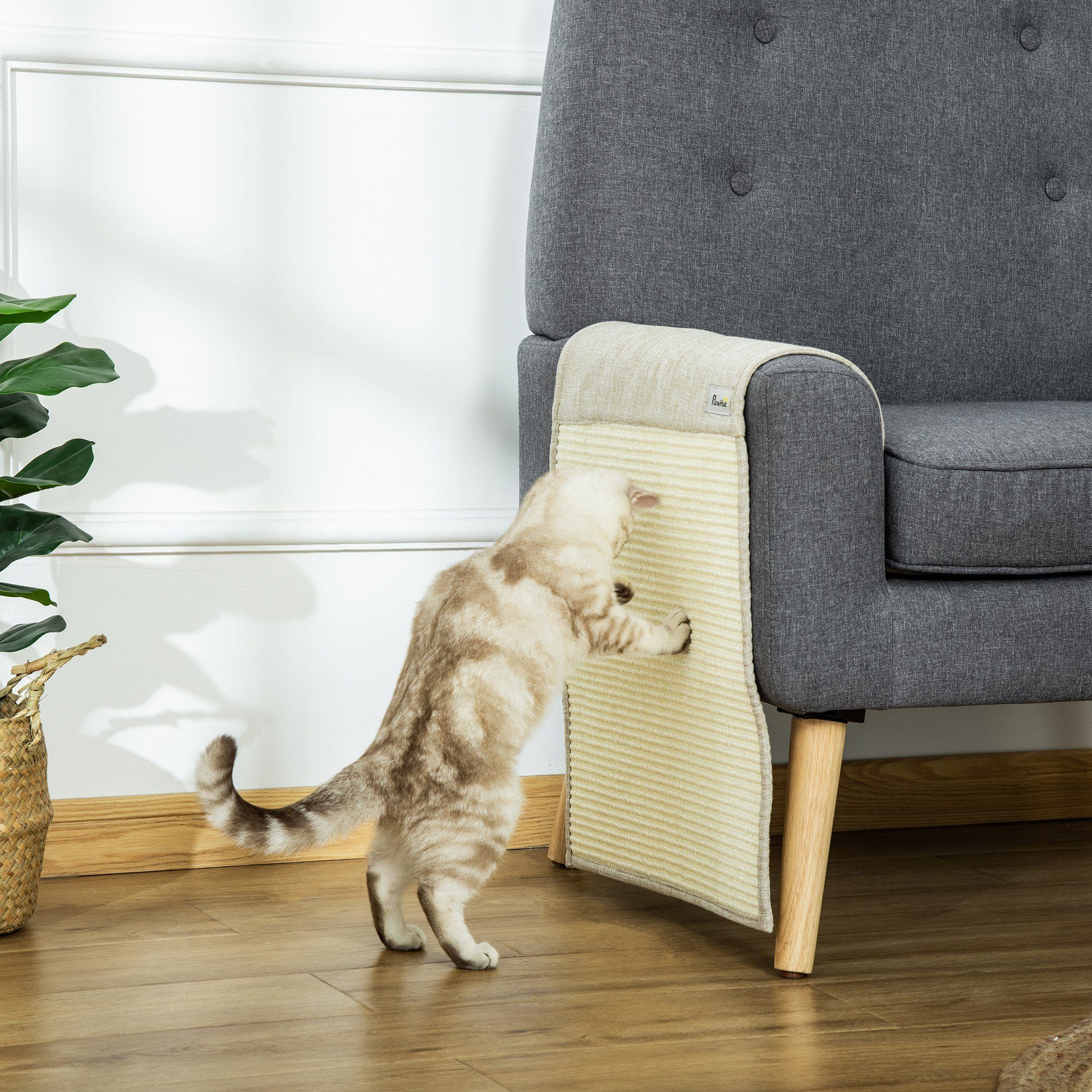 PawHut Kratzbrett Kratzmatte Katze 2er Set Sisal Katzenkratzbretter, (Kratzspielzeug, 2-tlg., Kratzstamm), Beige+Grau 130 x 45 x 0.3 cm