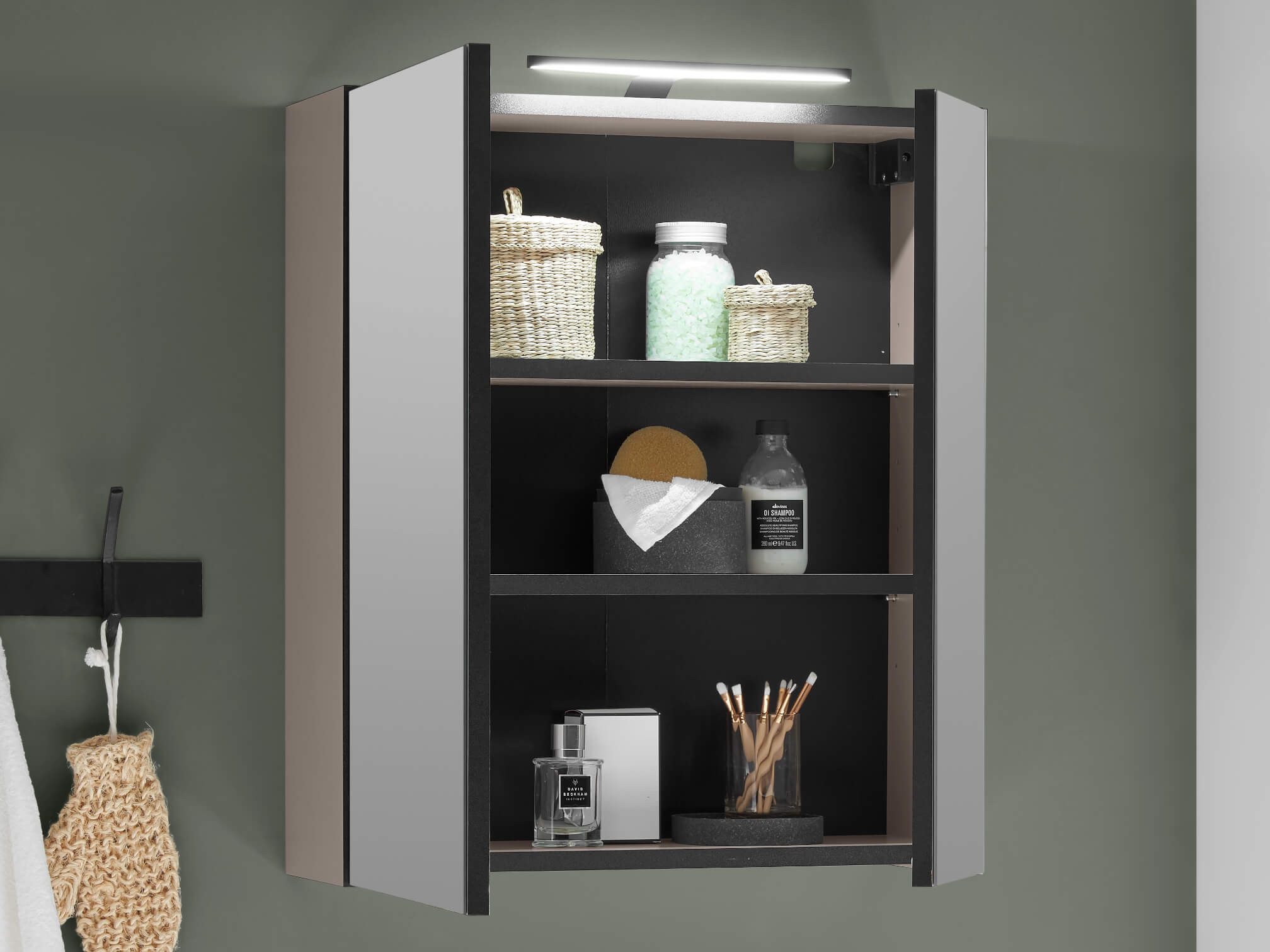moebel-dich-auf Badezimmerspiegelschrank VENEZIA (Badezimmer Spiegelschrank in kaschmir 60 cm breit)