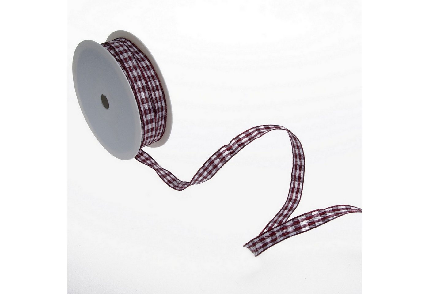 Thumbnail - Deko AS Dekoband Karoband mit Drahtkante - bordeaux - 12 mm auf 50 m Rolle - 64098 1…