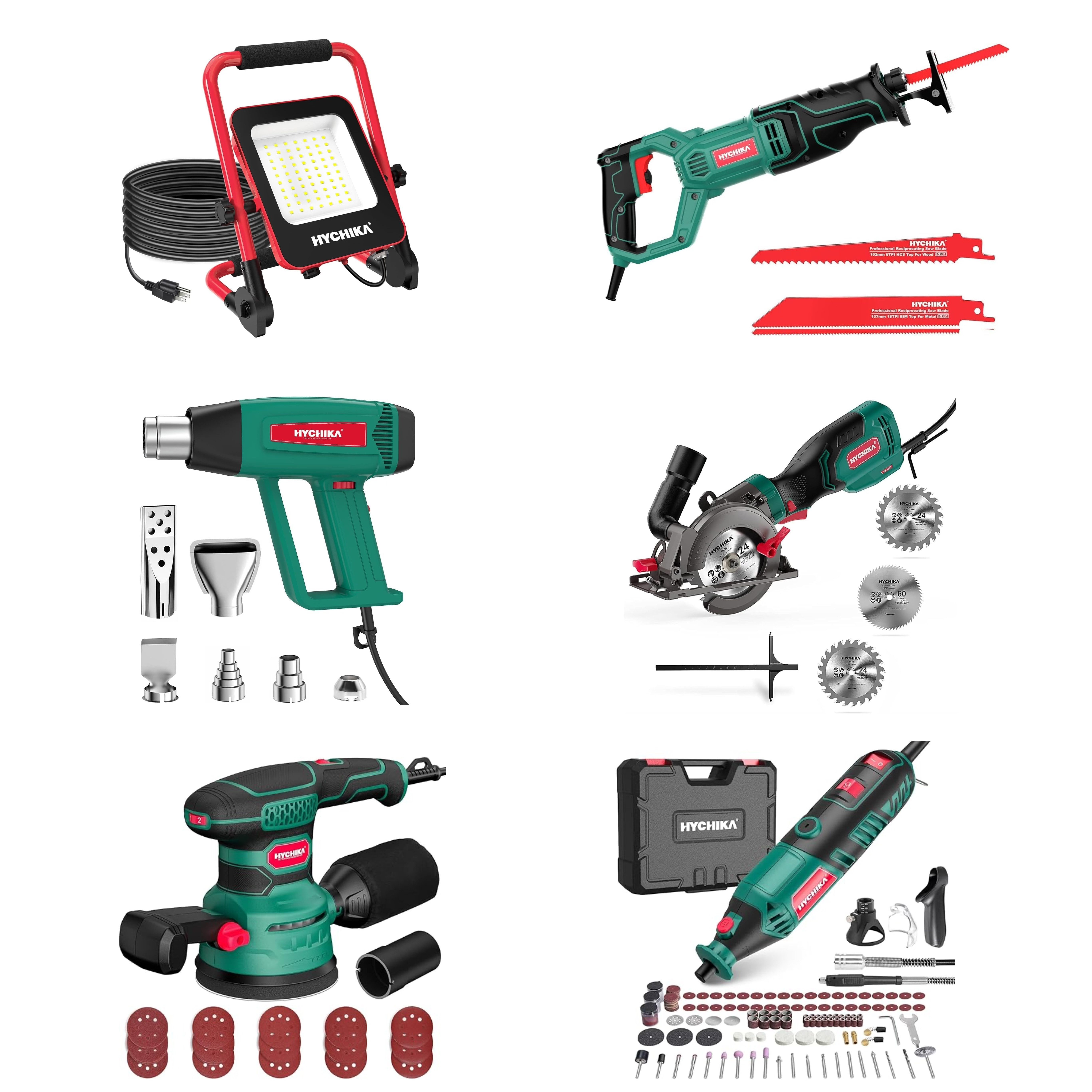 HYCHIKA BETTER TOOLS FOR BETTER LIFE LED Scheinwerfer HYCHIKA 6-teiliges Werkzeugset mit Arbeitsleuchte