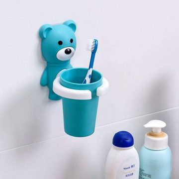 LENBEST Zahnbürstenhalter Zahnbürstenhalter, Cartoon-Bär, zum Aufhängen an der Wand, (1-St), Mundspülungsbecher-Set Regal Wandmontage ohne Ausstanzung