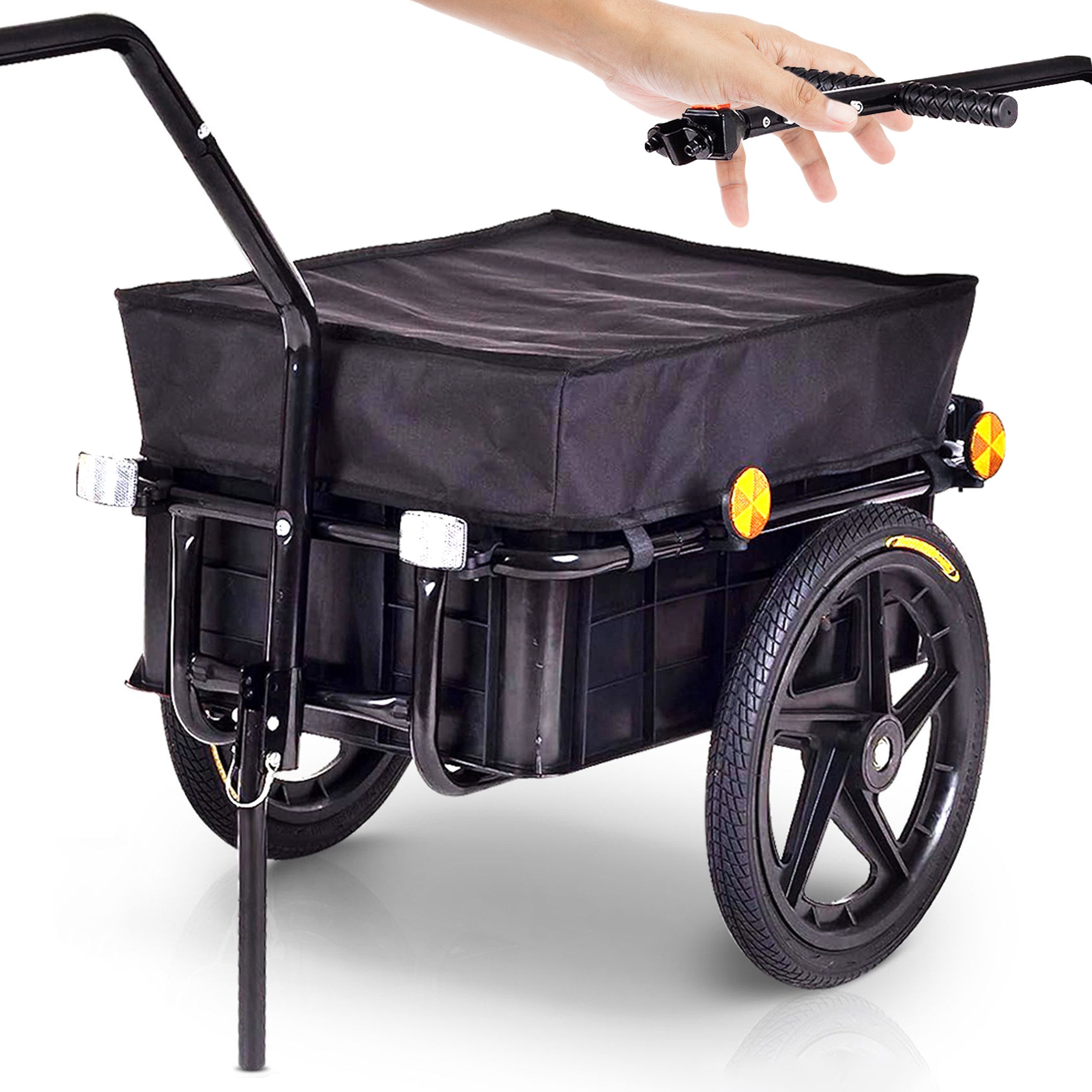 SAMAX Fahrradlastenanhänger Lastenanhänger / Fahrradanhänger 60 Kg / 70 L mit Kupplung in Schwarz