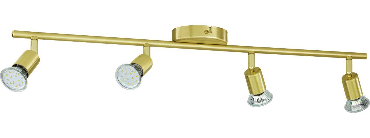 EGLO LED Deckenstrahler Eglo 4er LED Spot Buzz messing 68,5 x 6,5 cm GU10, Inkl. Leuchtmittel, Nicht dimmbar ohne Bewegungsmelder