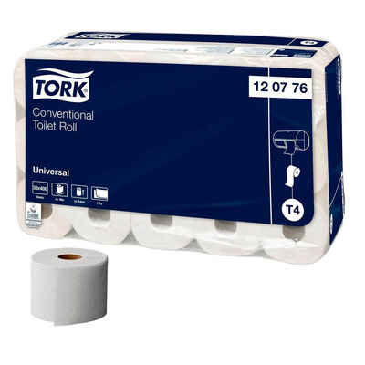 TORK Toilettenpapier 30 Kleinrollen Toilettenpapier Universal 2-lagig - weiß, 2-lagig; Perforiert nach ca. 12 cm; Mit Prägung