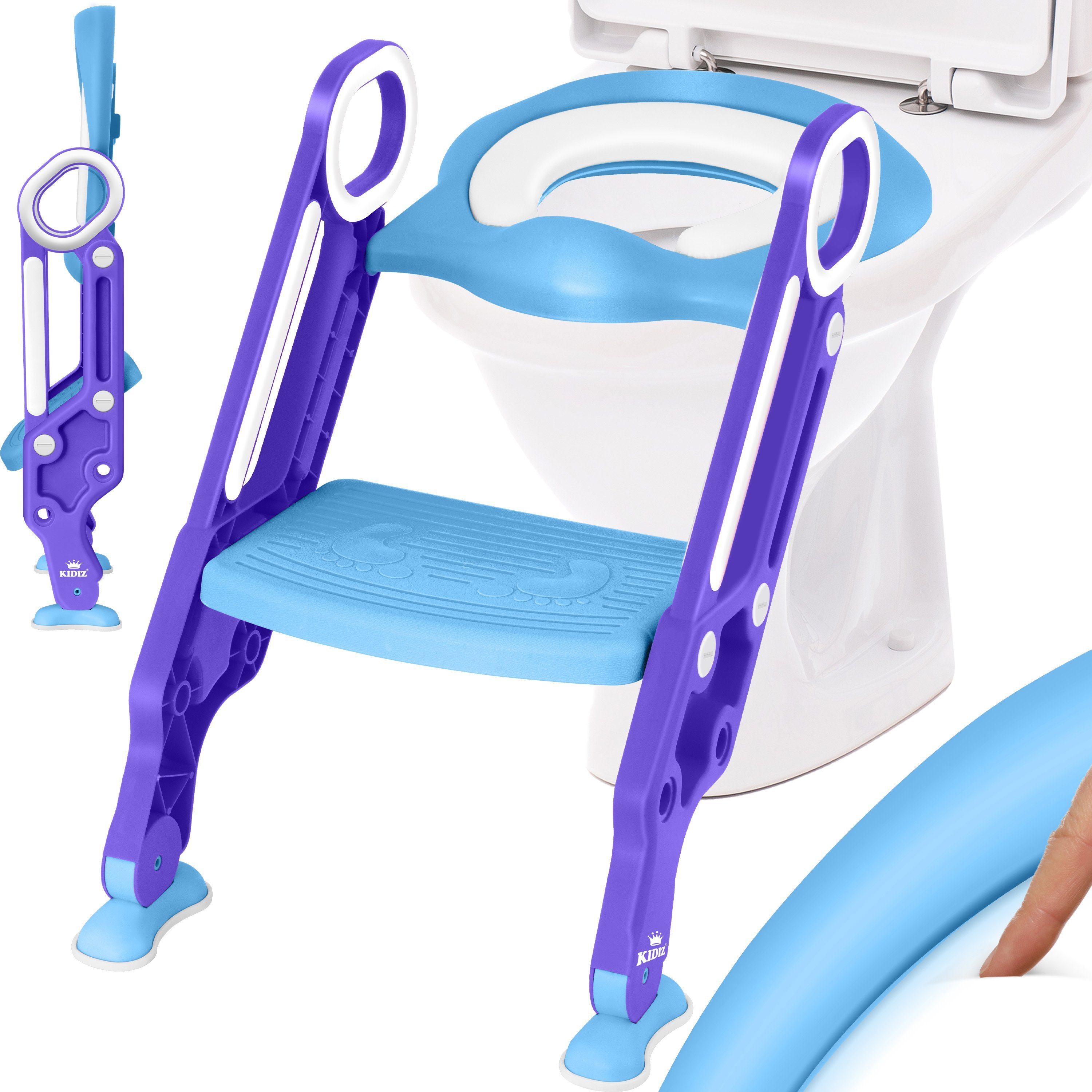 KIDIZ WC-Sitz, Kinder Toilettensitz Toilettentrainer mit Treppe und Griffe