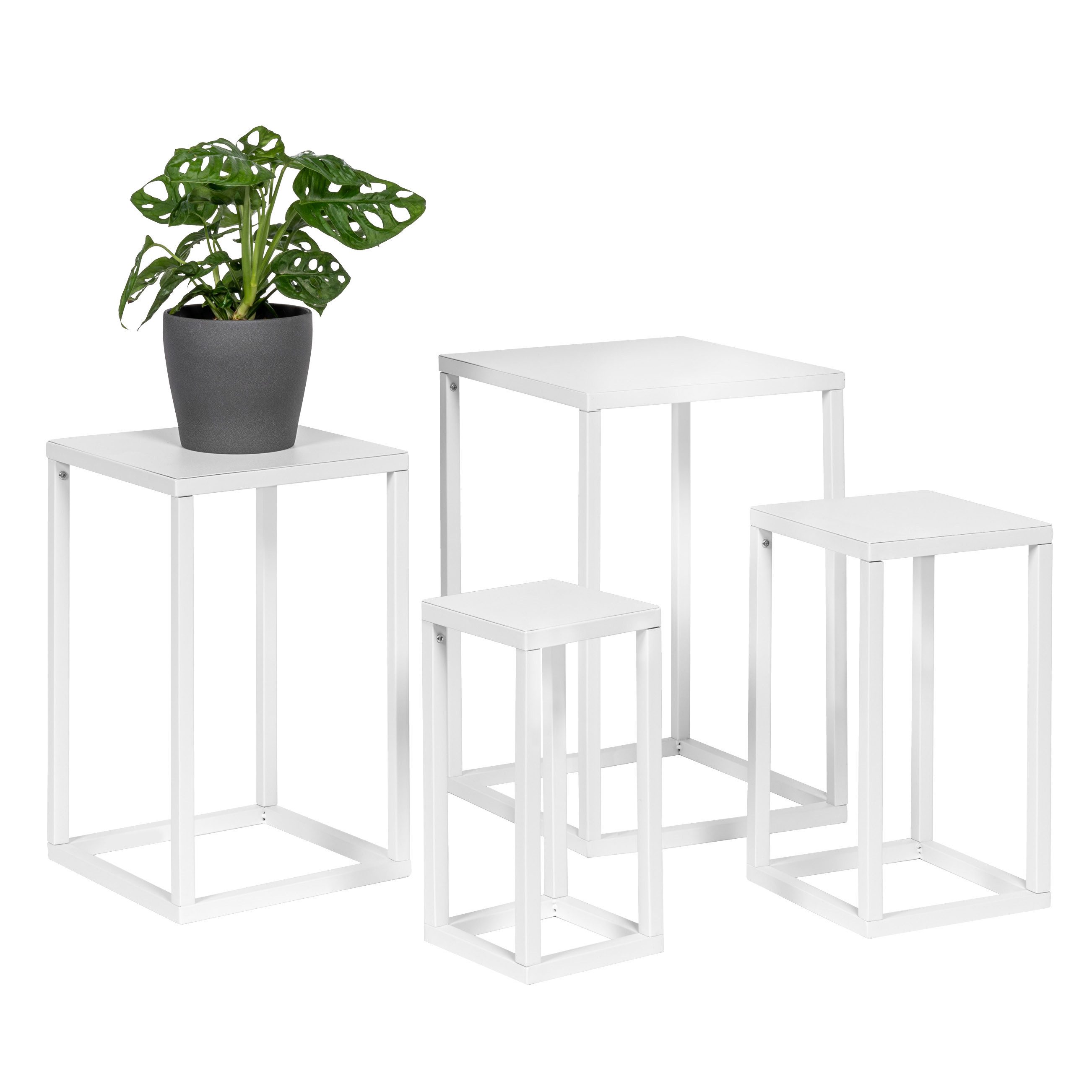 bremermann Blumenhocker 4er-Set, Metall-Blumenständer, Blumensäule weiß günstig online kaufen
