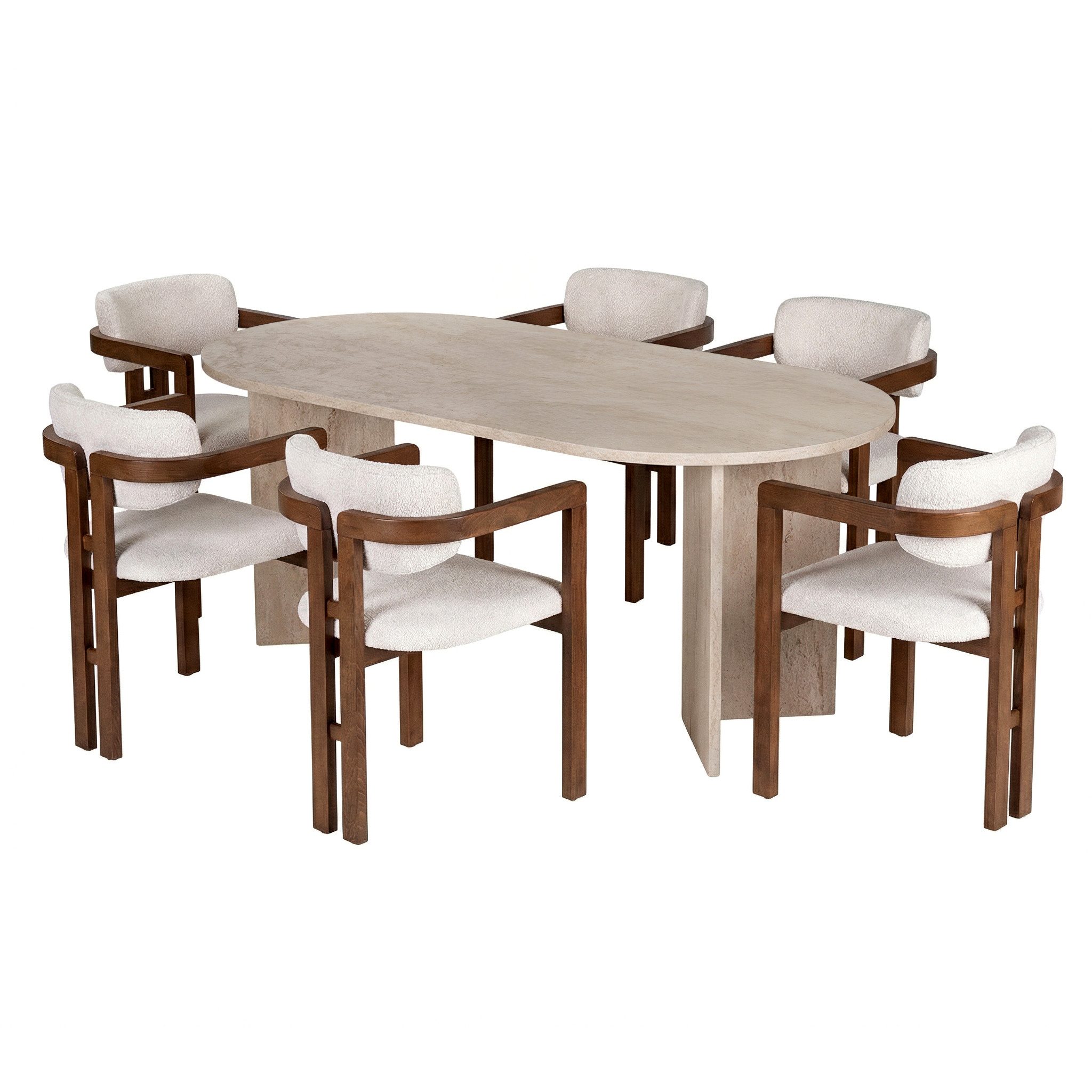 Skye Decor Essgruppe Sablin Boho Set, (Set, 7-tlg., 1 Tish, 6 Stühle), bestehend aus 6 Stühl und 1 Tish Modernes Esszimmer Set