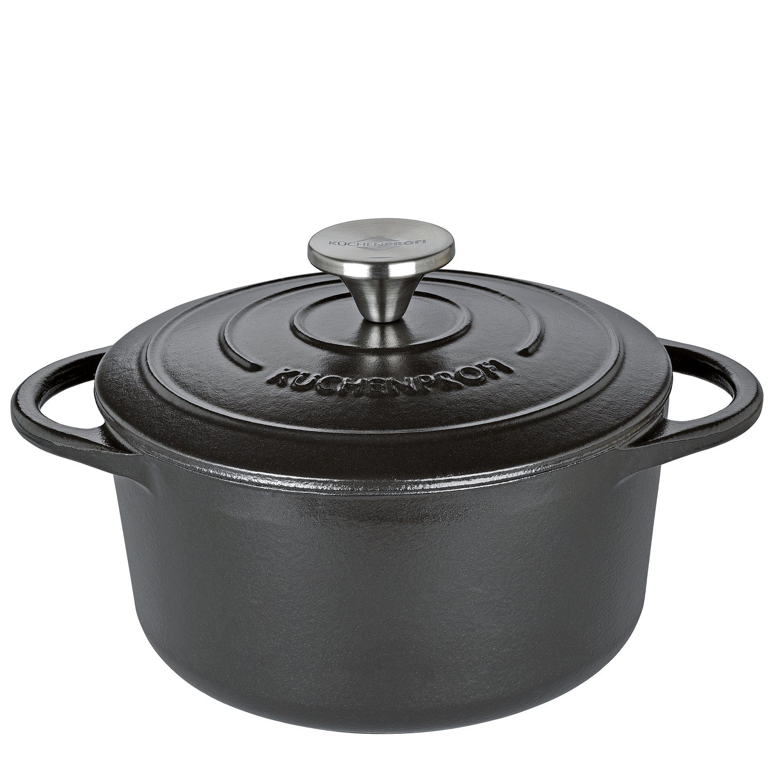 [Zu einem erstaunlichen Preis] Küchenprofi Bratentopf Bratentopf rund Classic black, (1-tlg), Gusseisen Provence Kochtopf cm 20