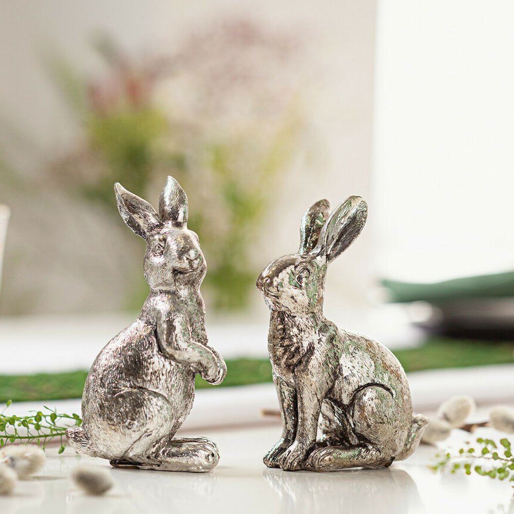 Home-trends24.de Osterhase Hasen Silber Osterhase Tisch Ostern Deko Figur S günstig online kaufen