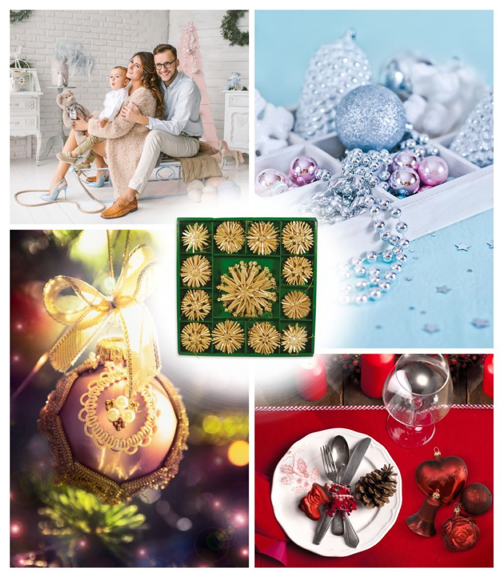 RIFFELMACHER & WEINBERGER Weihnachtsbaumkugel Weihnachtsbaumschmuck Strohsterne 50-tlg. Ø 6-11 c