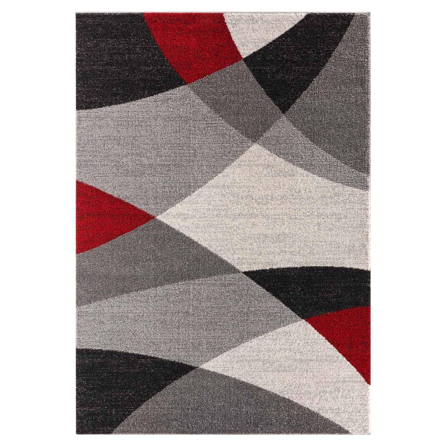 merinos Teppich THALES, Rot, Grau, 160 x 220 cm, Polypropylen, rechteckig, Höhe: 11 mm