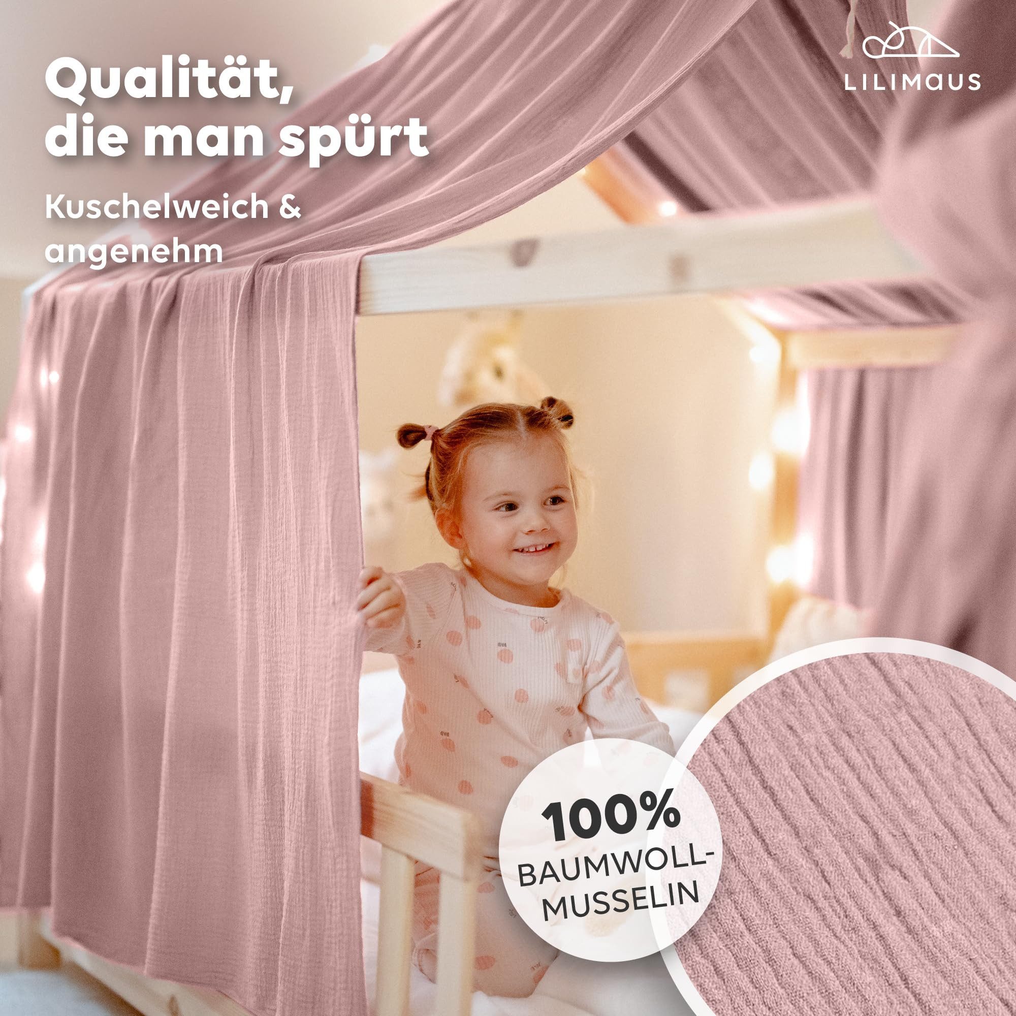 lilimaus Betthimmel Hausbetthimmel Baumwoll Musselin Betthimmel Kinder Haus günstig online kaufen