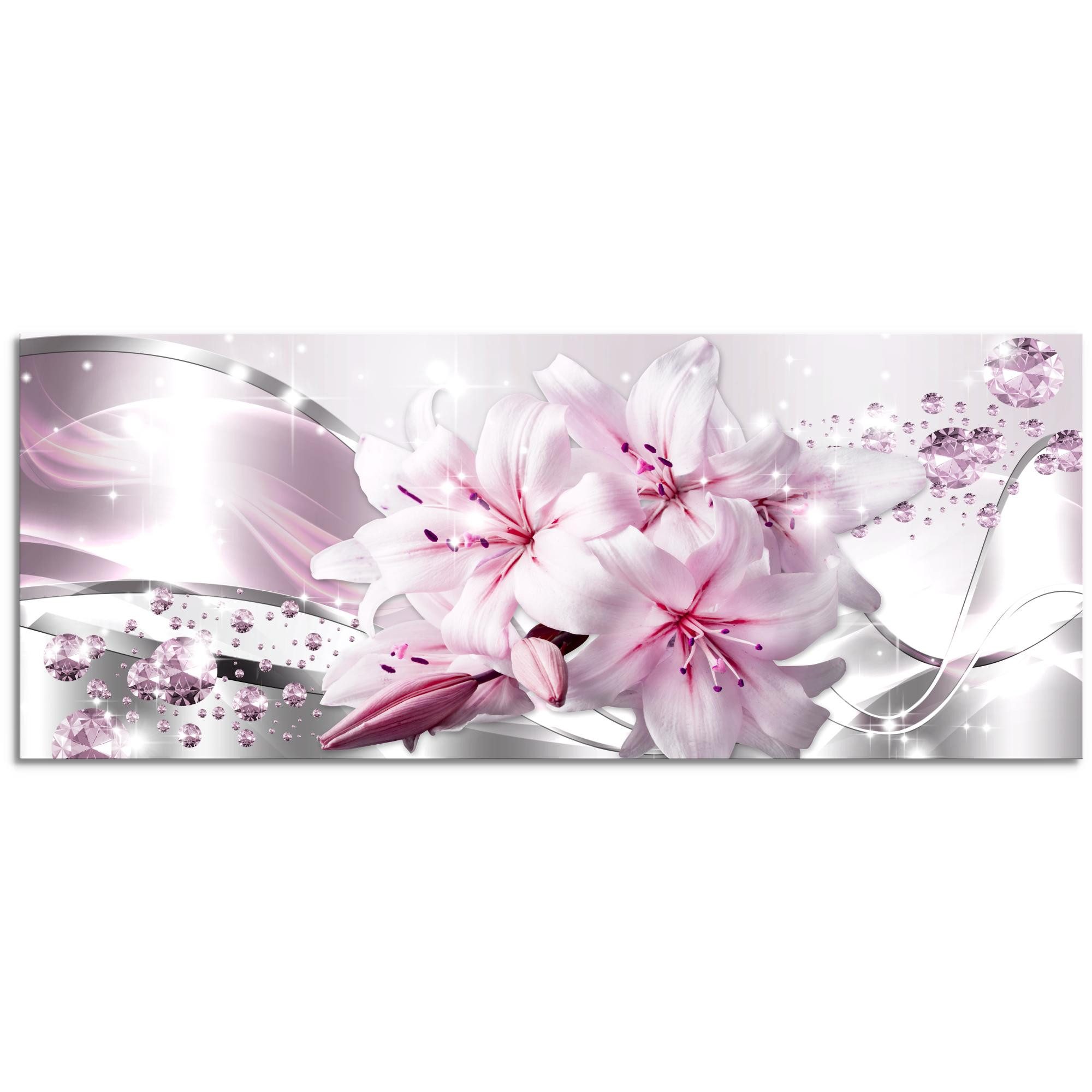 Runa Art Wandbild Wandbild Blumen Bilder XXL Wohnzimmer Schlafzimmer 100 x 40 cm, Rosa – Bild 2 von 5