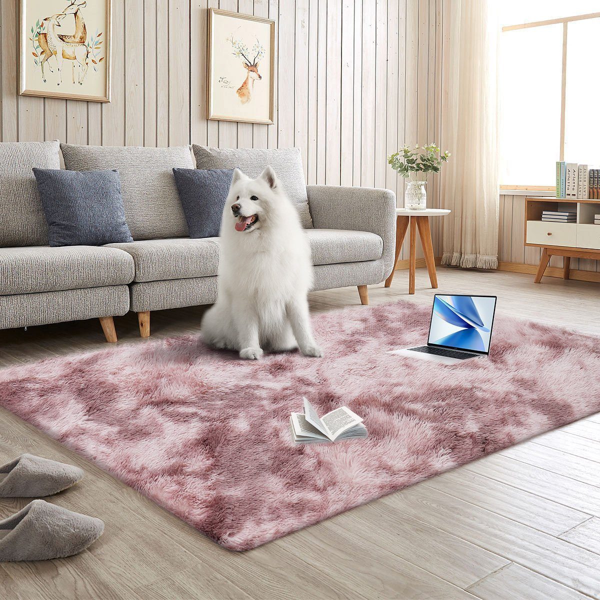 Simloveve Langflor-Teppich Superweicher flauschiger moderner Schlafzimmerte günstig online kaufen