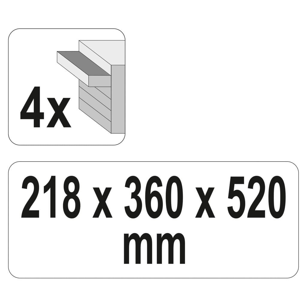 Werkzeugkasten 4 cm Yato Schubladen mit 52x21,8x36 Werkzeugbox