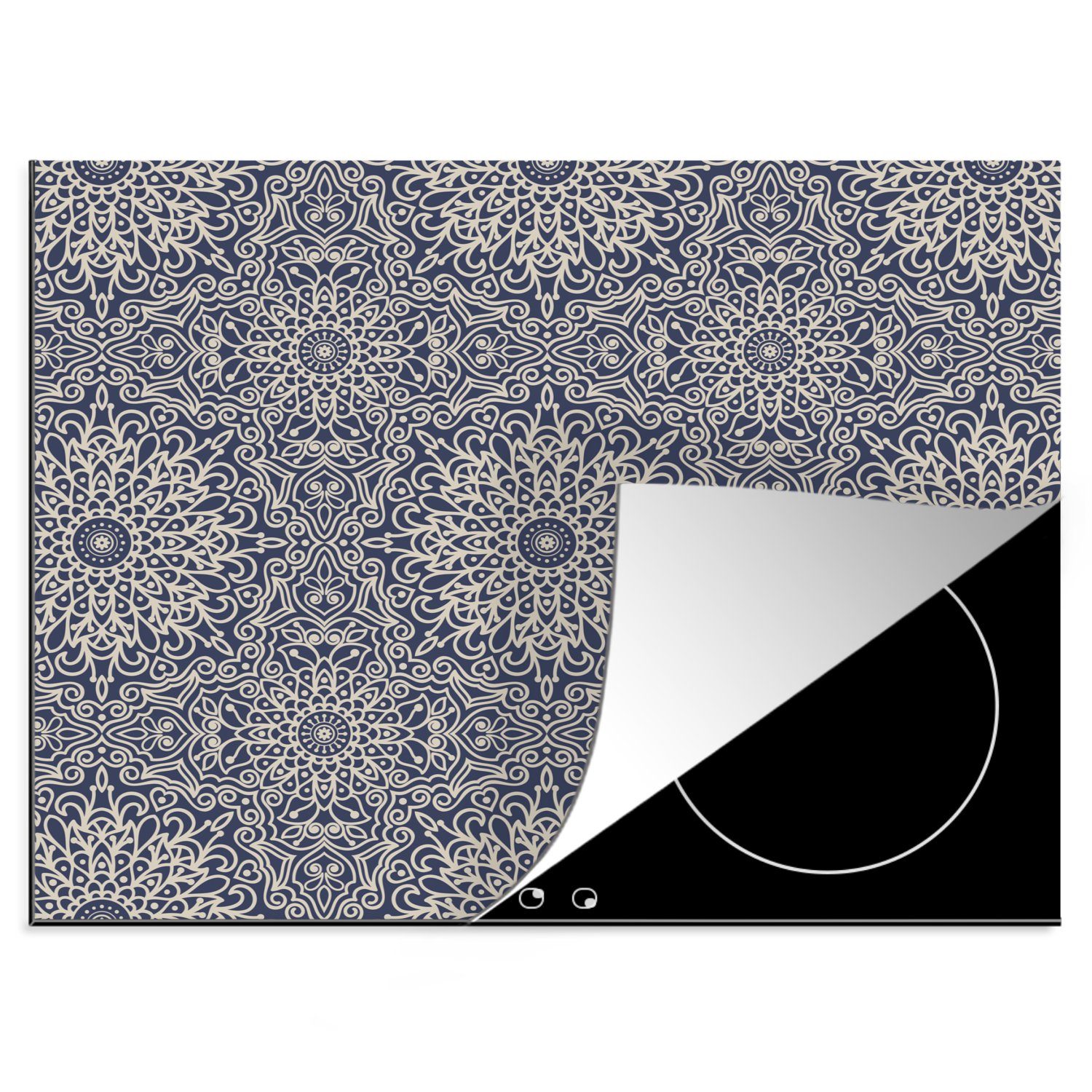 Herdblende-/Abdeckplatte Blumen - Mobile - Muster, (1 Ceranfeldabdeckung MuchoWow cm, - 60x52 tlg), Mandala nutzbar, Vinyl, Vintage Arbeitsfläche
