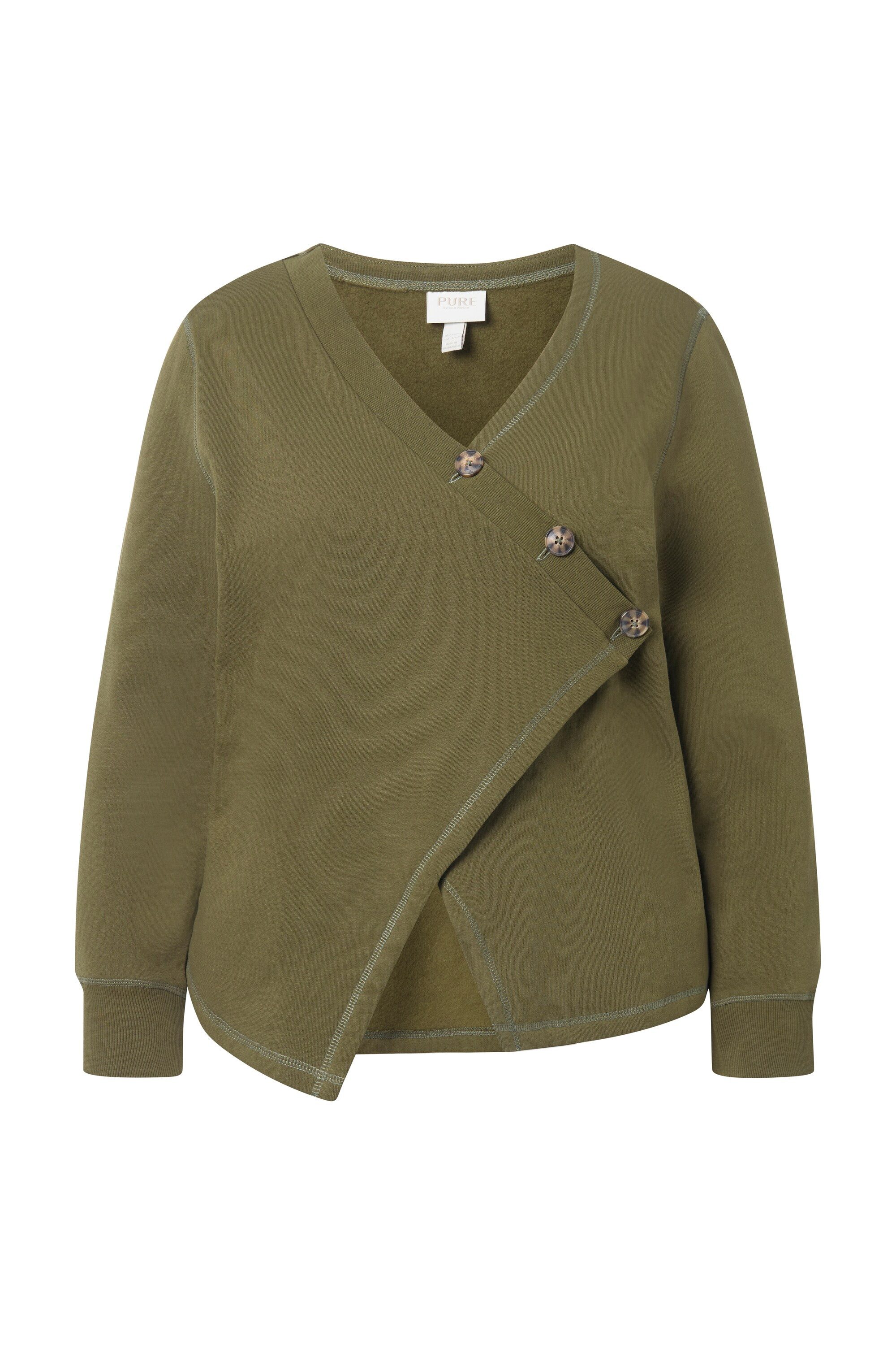 Ulla Popken Sweatjacke Sweatjacke V-Ausschnitt Langarm günstig online kaufen