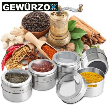 MAVURA Gewürzstreuer GEWÜRZOX Gewürzdosen Gewürz Streuer Gewürzgläser Set, Edelstahl magnetisch inkl. Gewürzständer