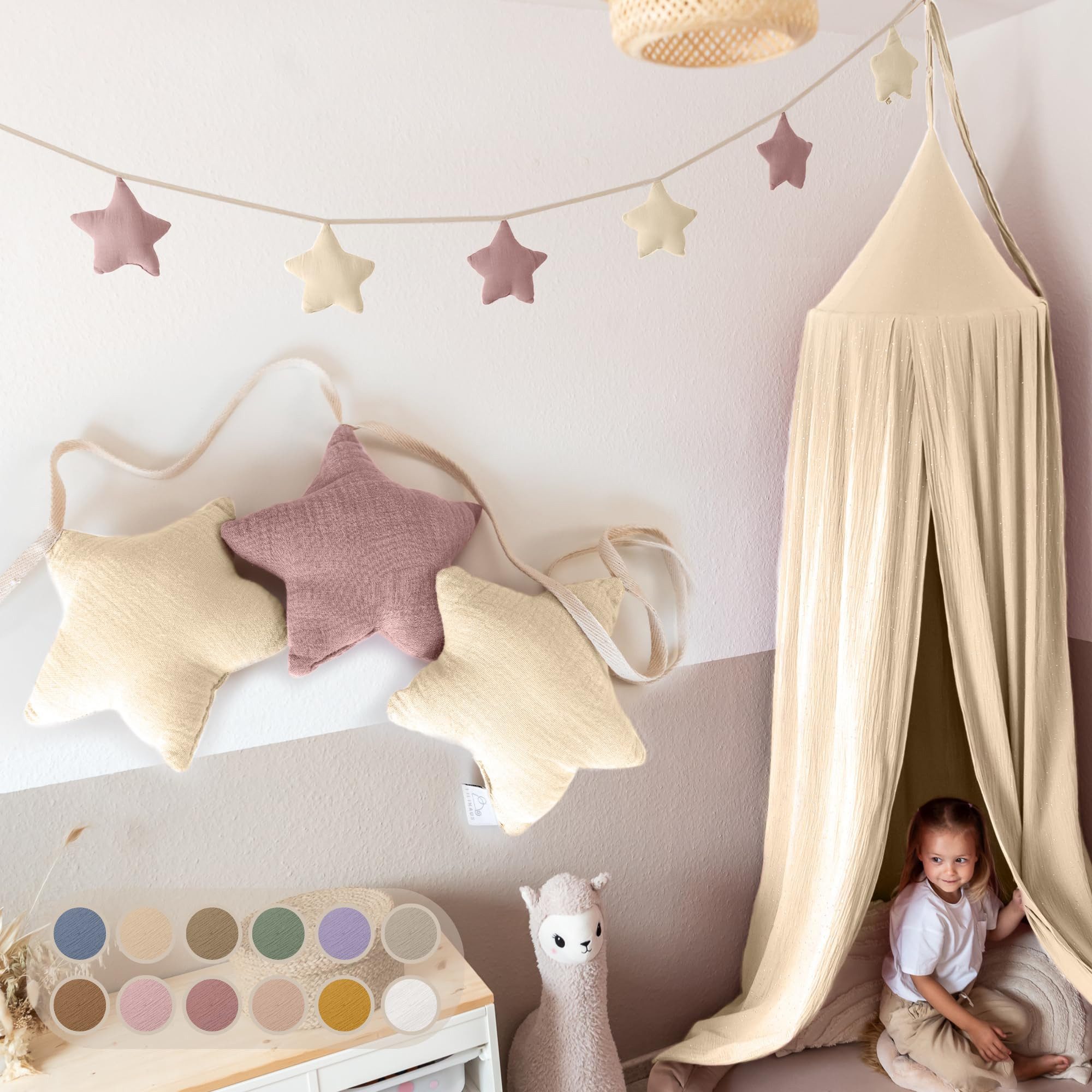 lilimaus Wimpelkette Handgemachte Wimpelkette für Kinderzimmer aus Musselin günstig online kaufen