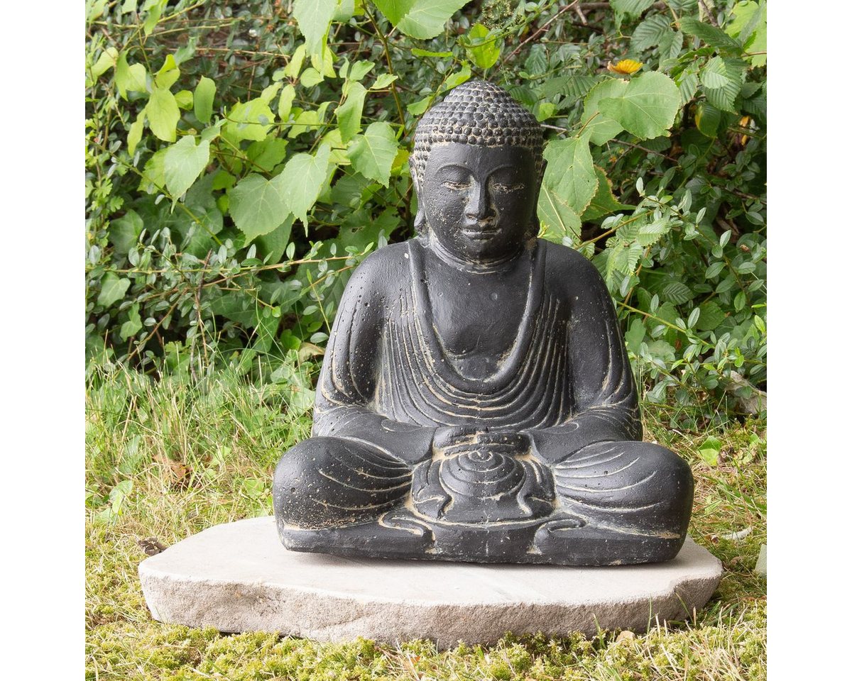 Oriental Galerie Dekofigur Japan Buddha Figur Gartenfigur aus Lavastein Sitzend 30 cm (1 St)