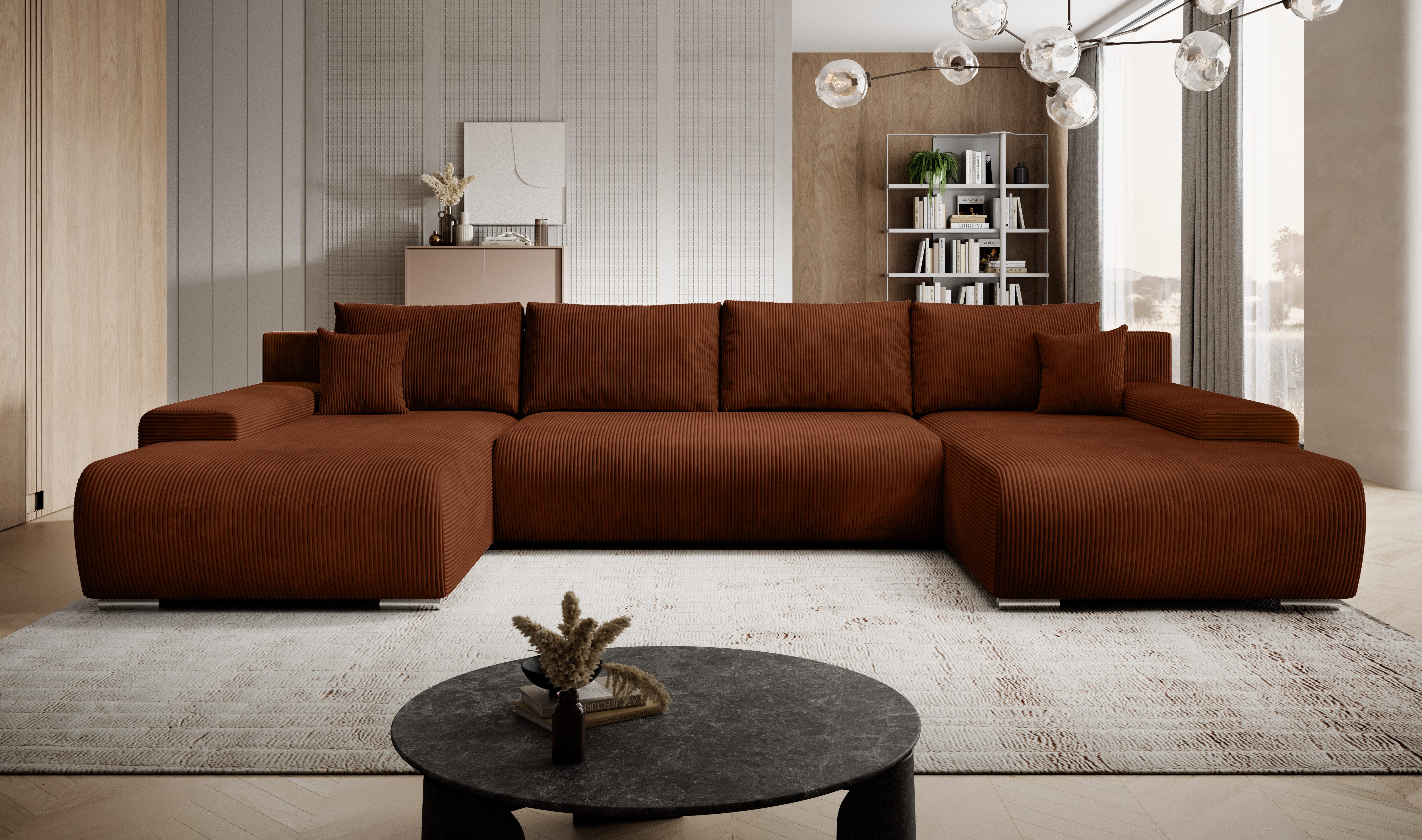 PROMETO Möbel Ecksofa Credo Ecksofa U-Form, mit Schlaffunktion und Bettkasten, U-Form Couch
