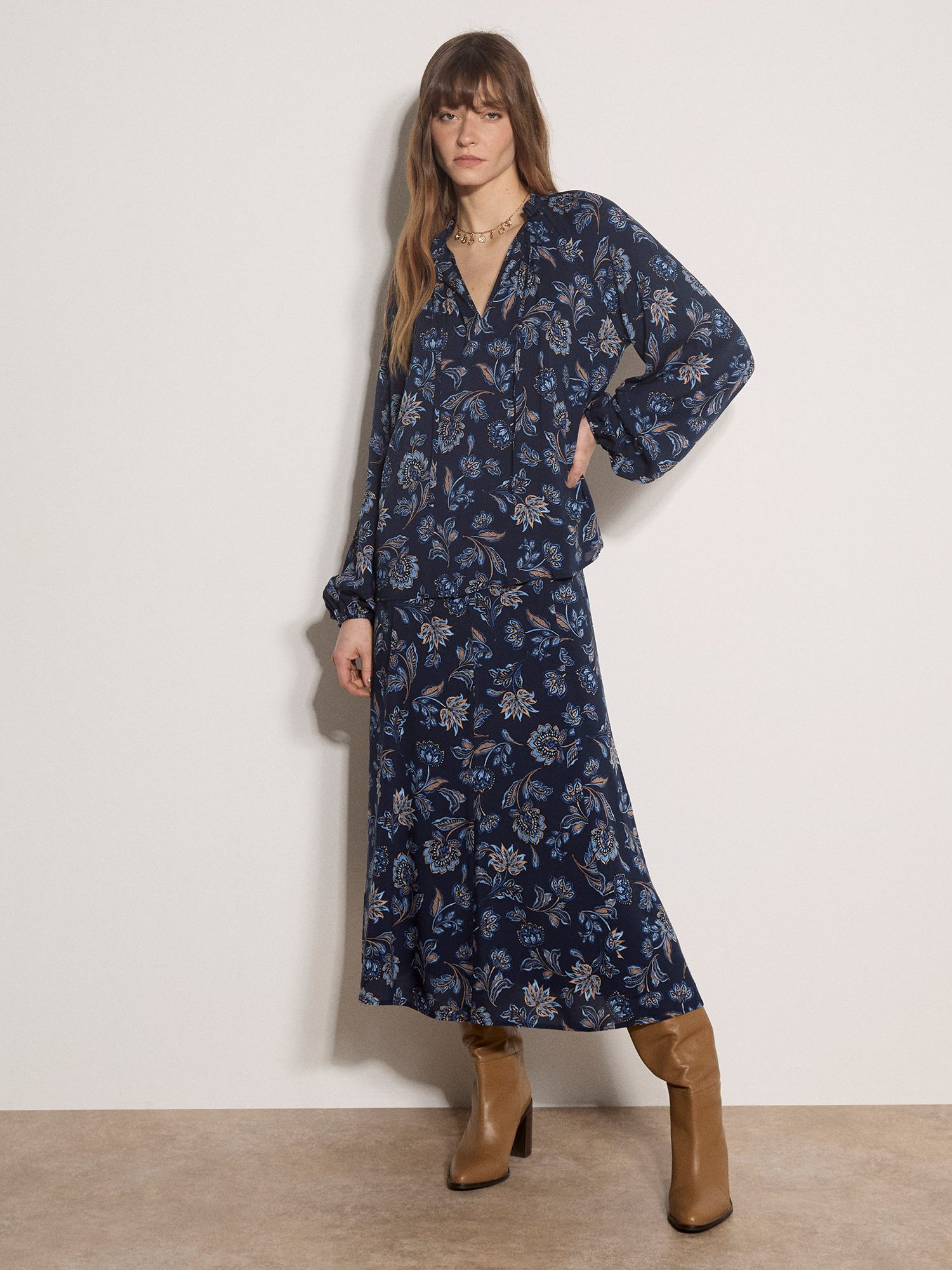 Apricot Blusentop Sarasa Rüschenbluse im Folk-Stil