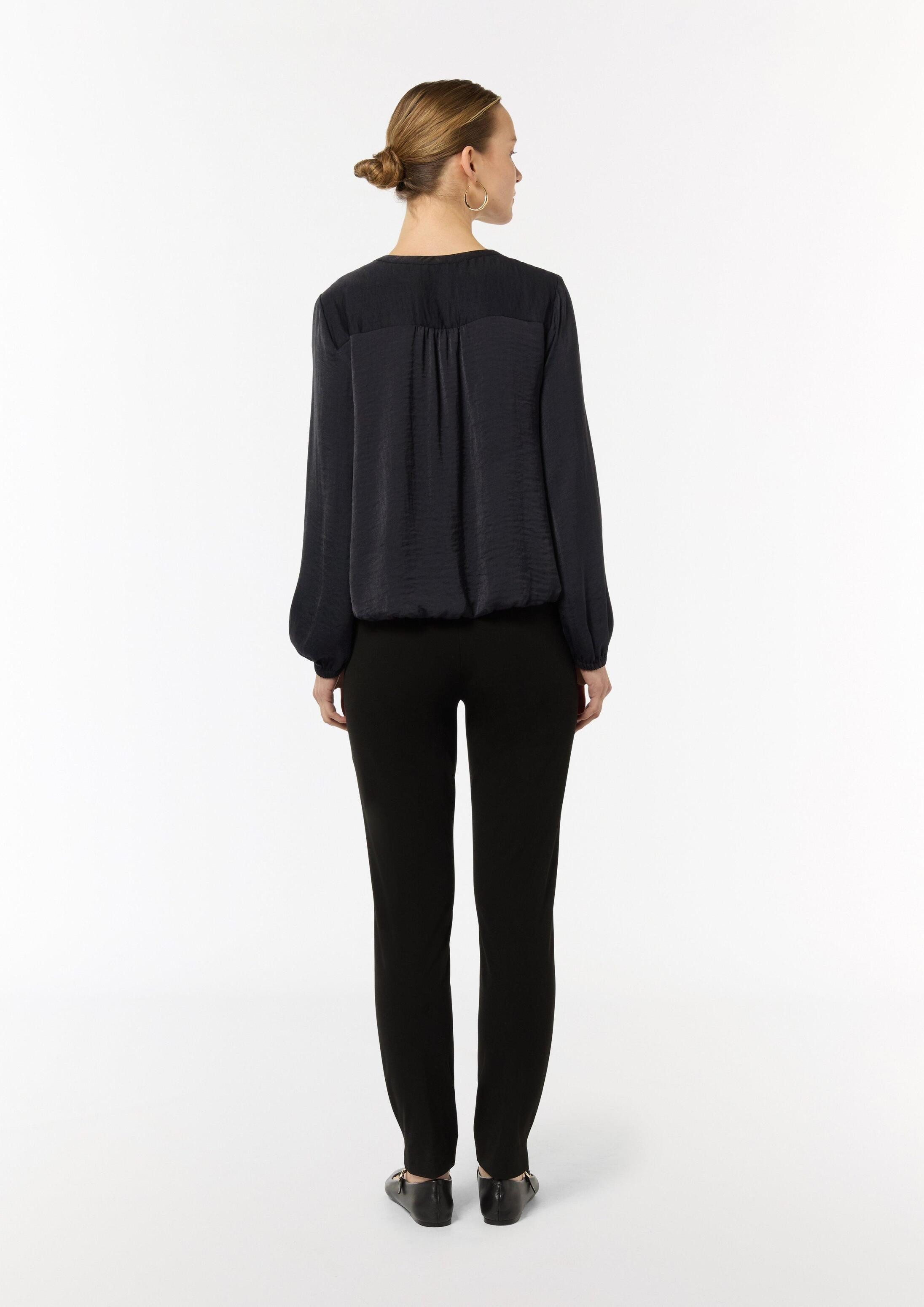 comma Langarmbluse Bluse Satinblusenjacke mit gerafftem Bund
