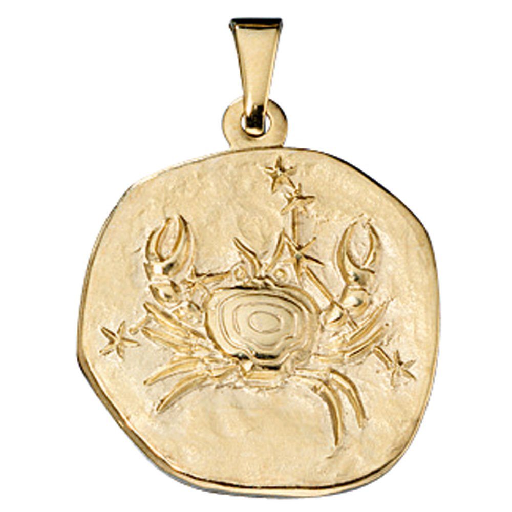 Schmuck Krone Kettenanhänger Sternzeichen 333 Anhänger Gelbgold Gold Krebs - Gold 333 Unisex, aus Halsschmuck