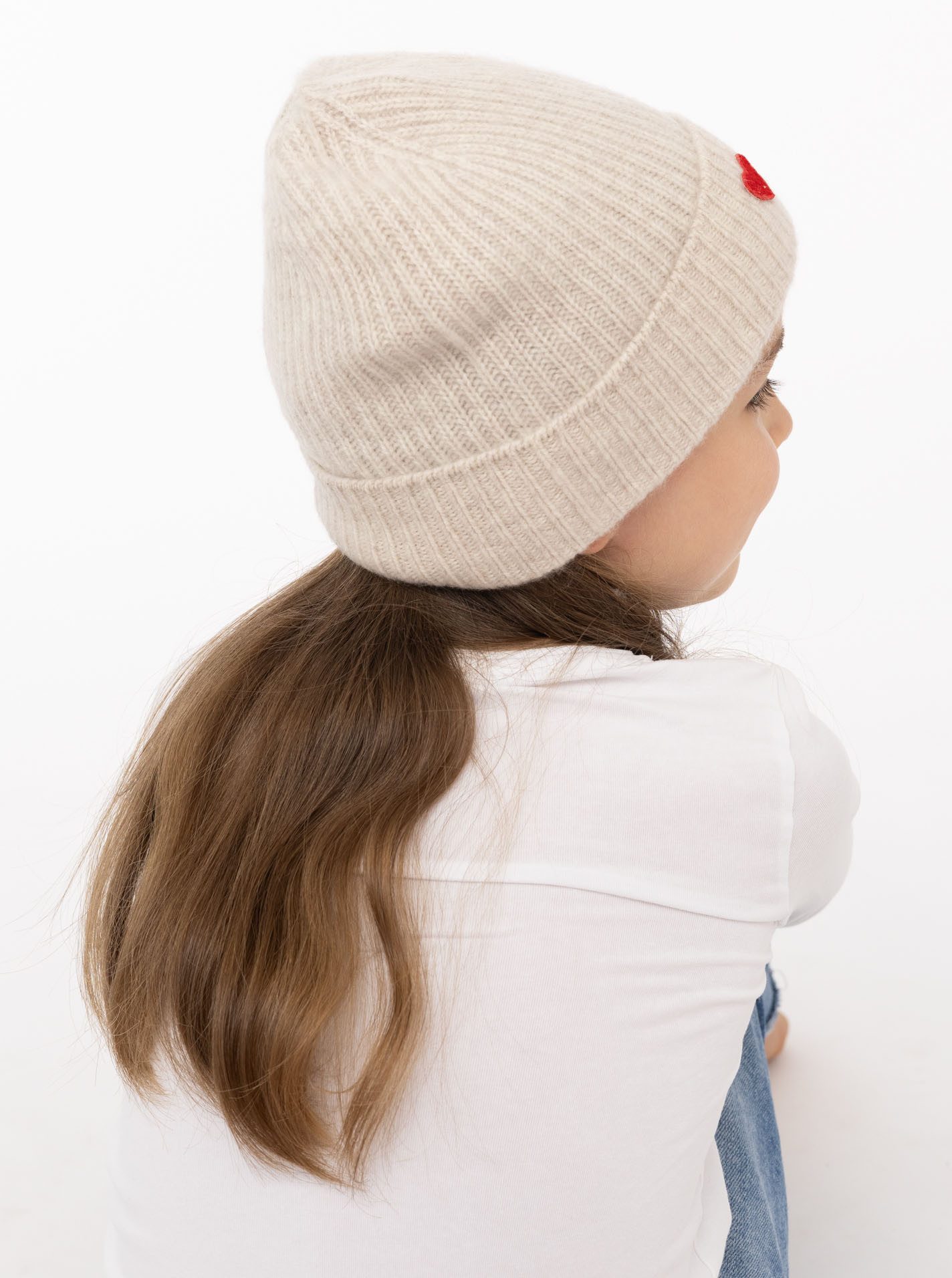 Zwillingsherz Beanie "Heart-Patch" Kids-Kaschmir Mütze mit Herzpatch