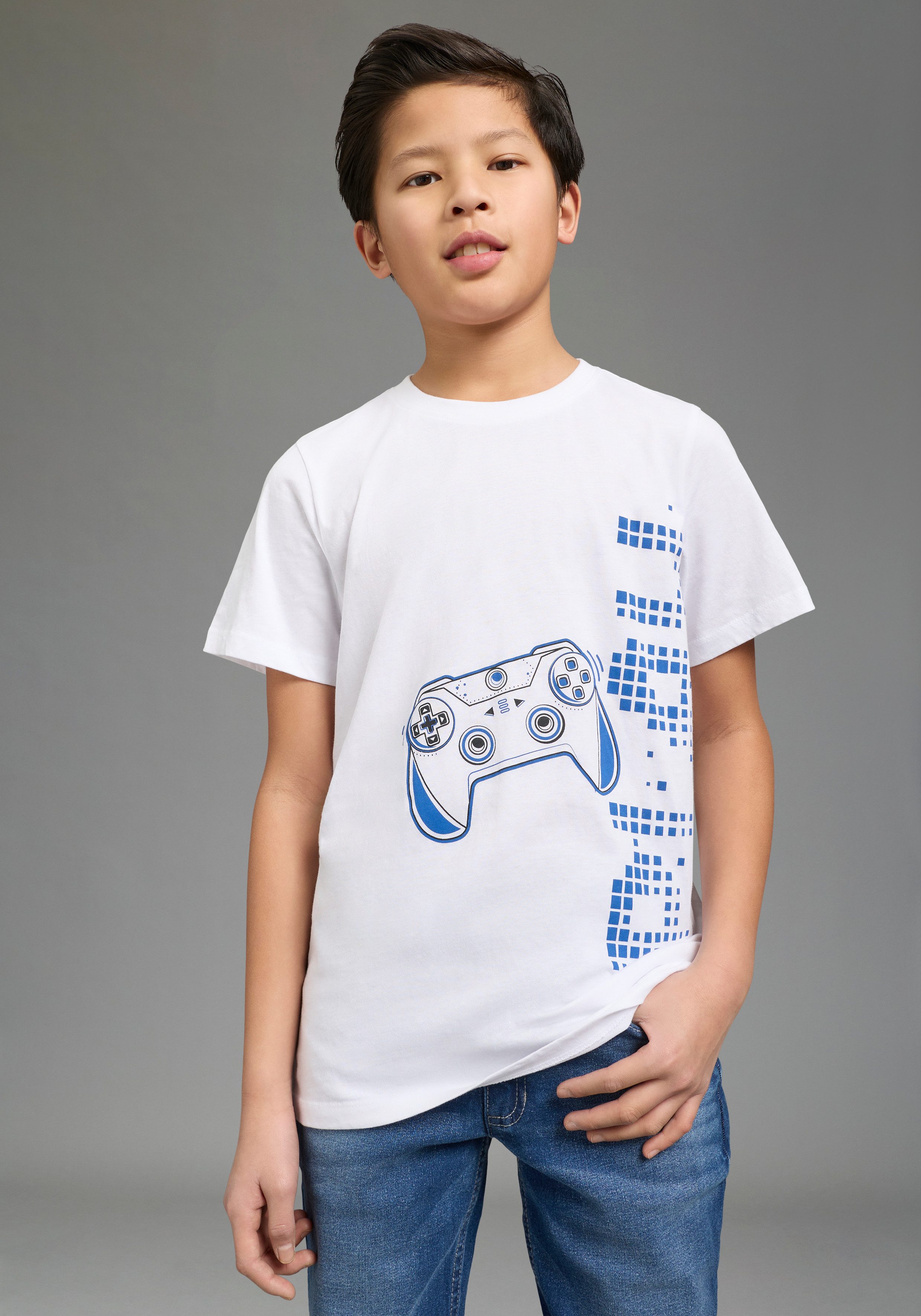 KIDSWORLD T-Shirt 2er Pack Shirts mit Gamer/Controller Print (Packung, 2-tlg., 2) Basic Passform, Rundhalsausschnitt, Allover-Druck, aus Baumwolle – Bild 2 von 5
