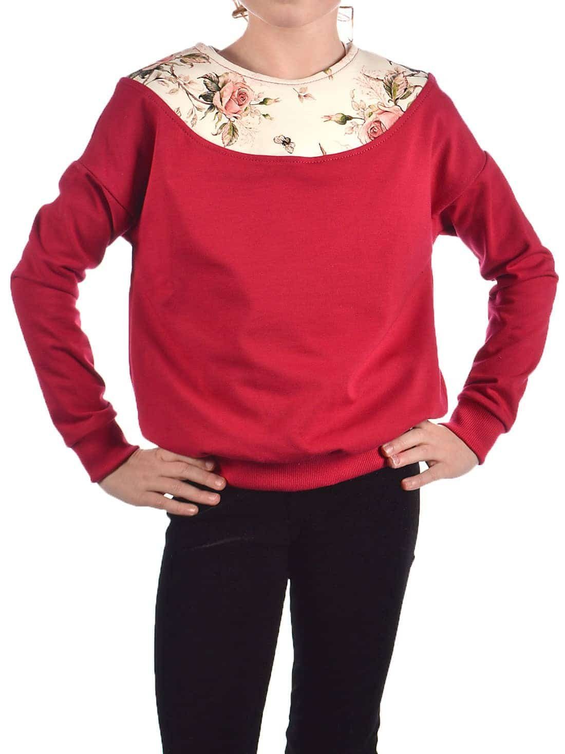 KMISSO Sweatshirt Mädchen Pullover mit Motiv (1-tlg) Rot