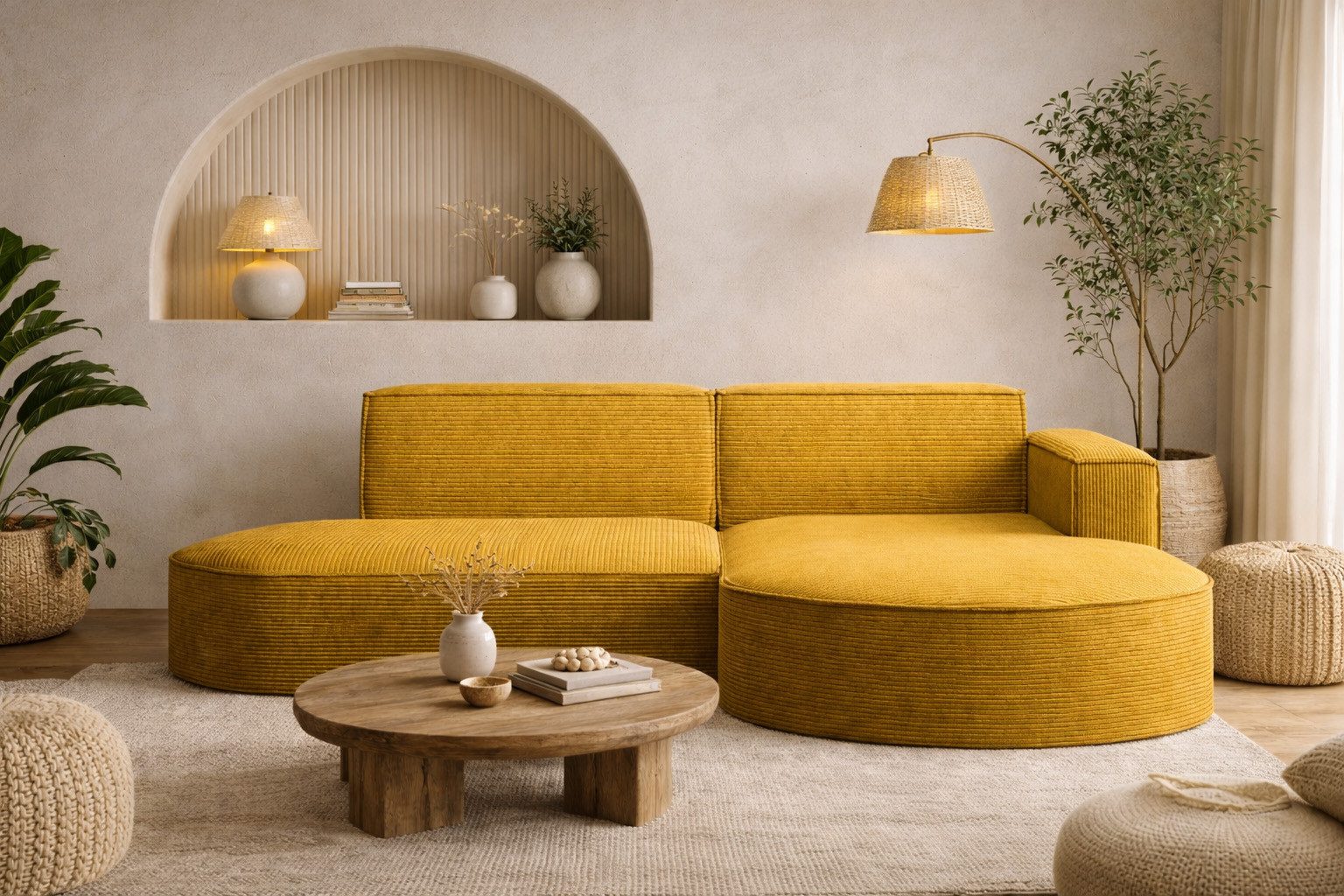 Kaiser Möbel Ecksofa Designer MODENA STUDIO L stoff Cord, Ecksofa, Cord Sofa, L-Form, Links/Rechts wählbar