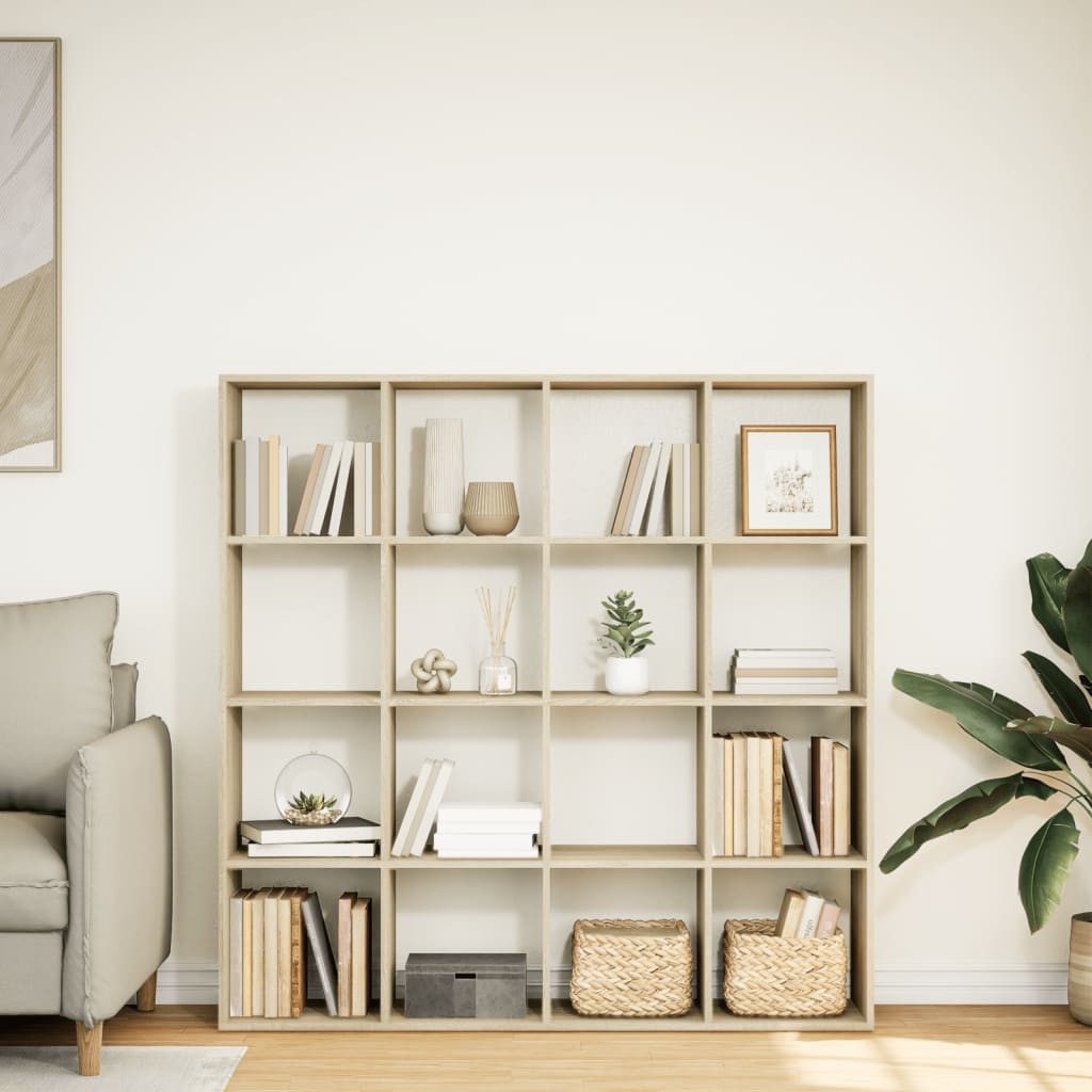 vidaXL Bücherregal Bücherregal Sonoma-Eiche 137,5x29x137,5 cm Holzwerkstoff, 1-tlg.