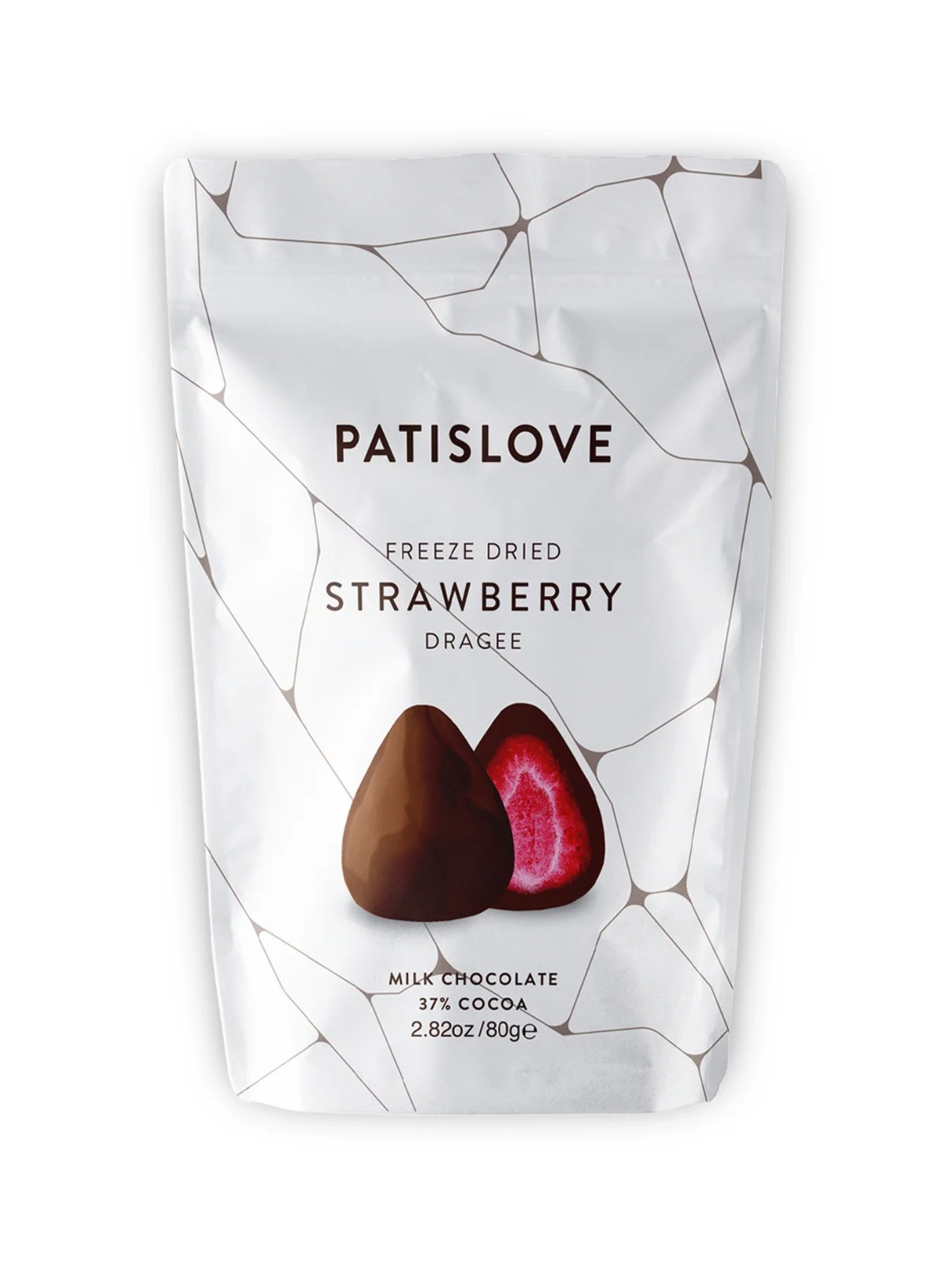 PATISLOVE Schokolade Patislove Gefriergetrocknete Erdbeeren in Vollmilchschokolade, 80g, Gefriergetrocknete ganze Früchte, Premium Vollmilchschokolade